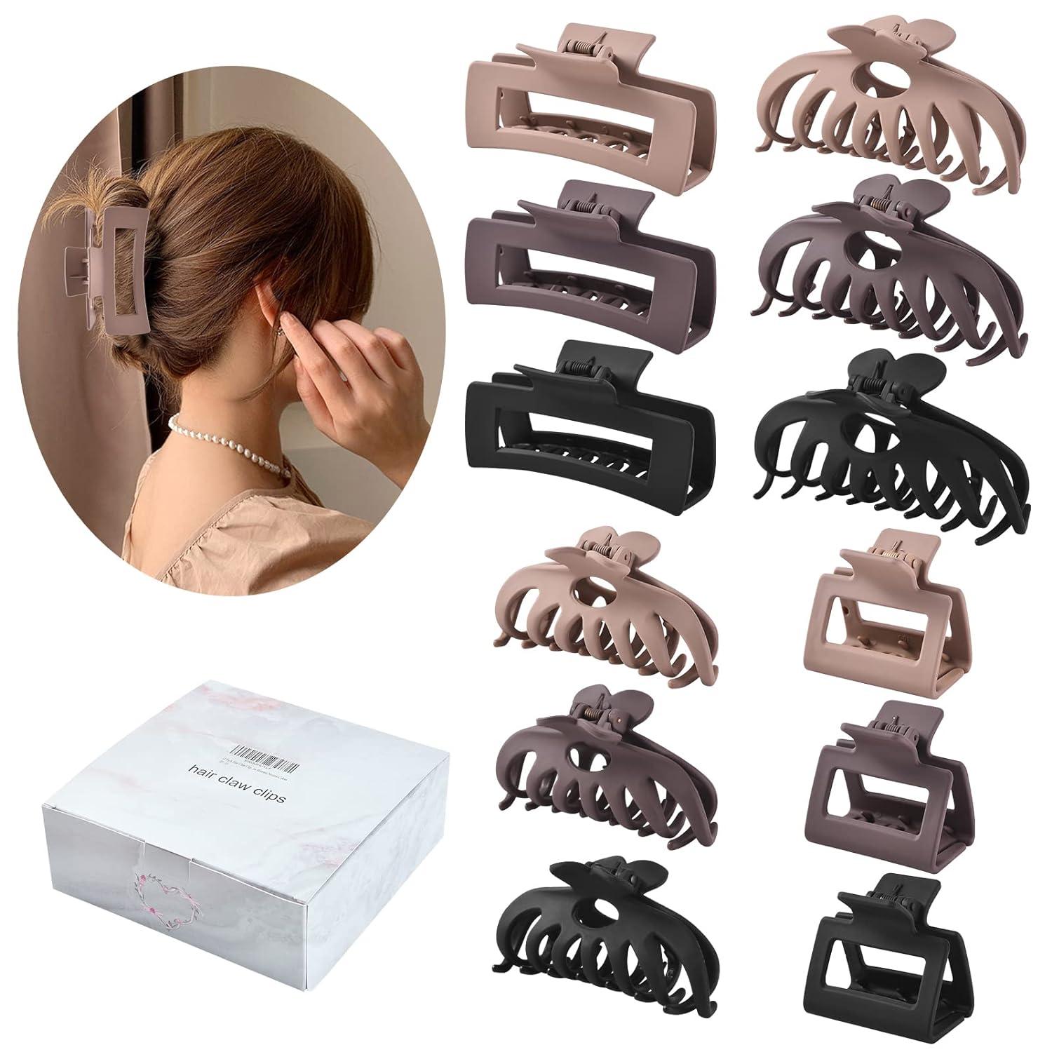 12 Pack Hair Claw Clips include 4.1 inch Large Clip and 2 inch