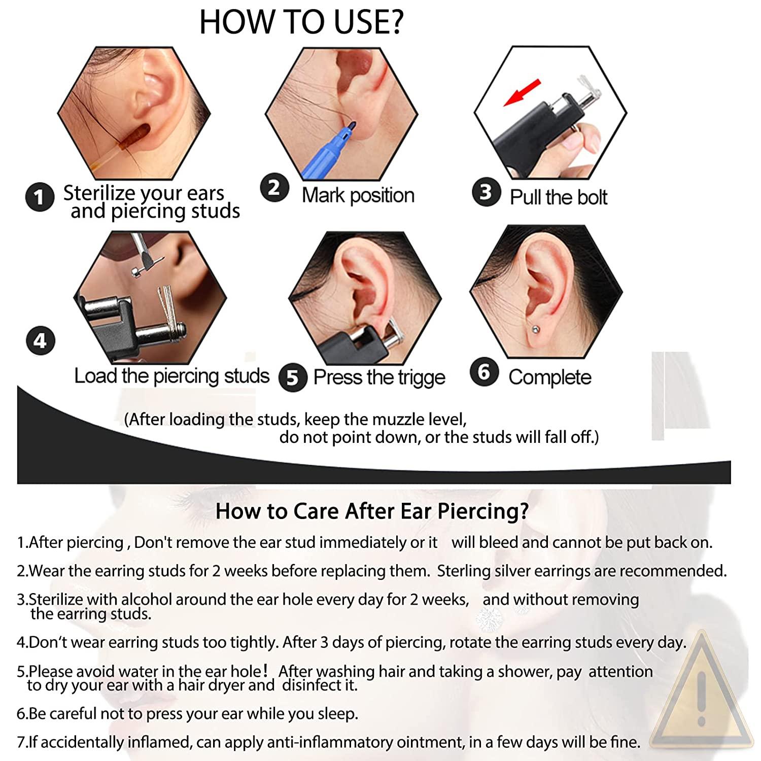 Stud Earrings Earring Removal Tool Professional Reusable Ear Piercing Kit  With Silver Earrings Set