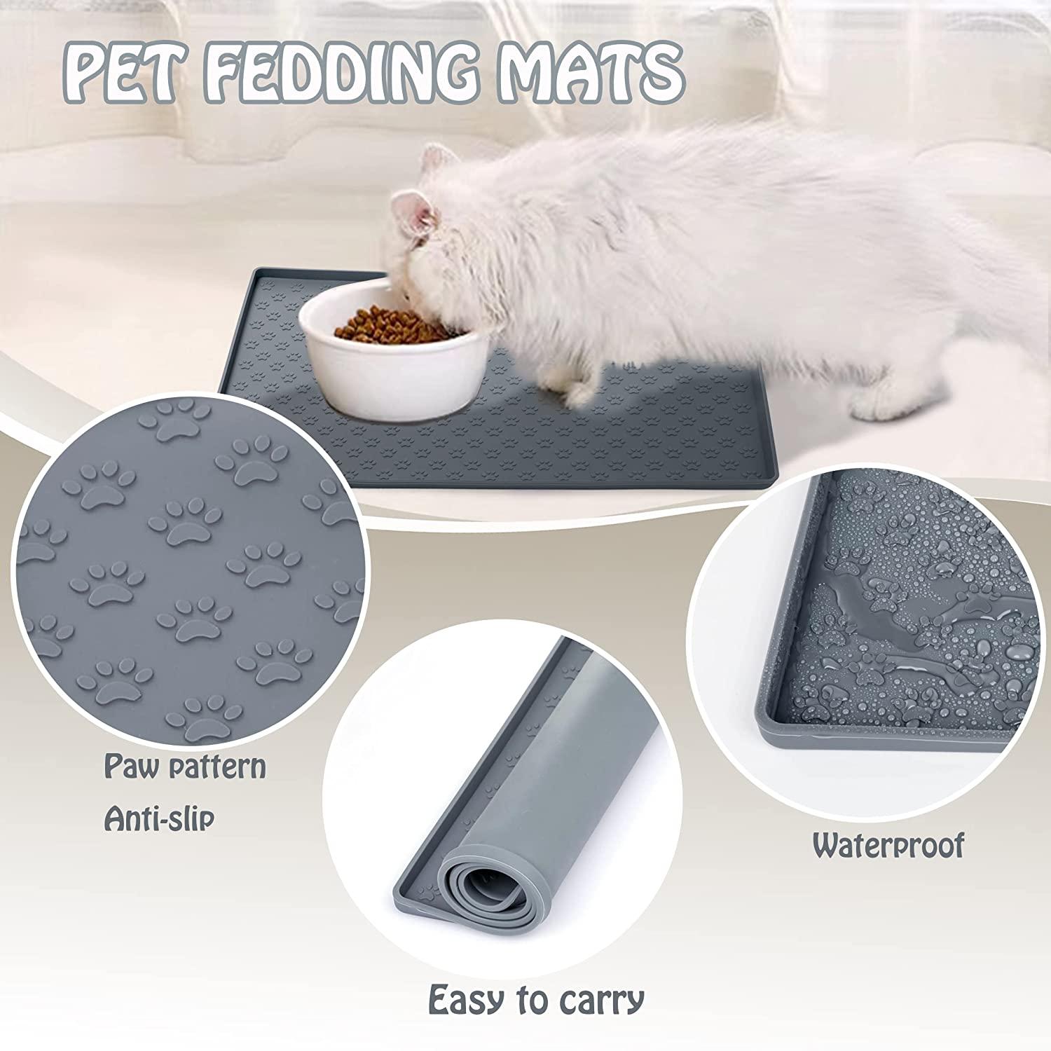 Cat Food Mat Non-Slip Waterproof with Raised Edge Leak-proof Keep Tidy Pet  Feeding Mat Dog Cat Supplies - AliExpress