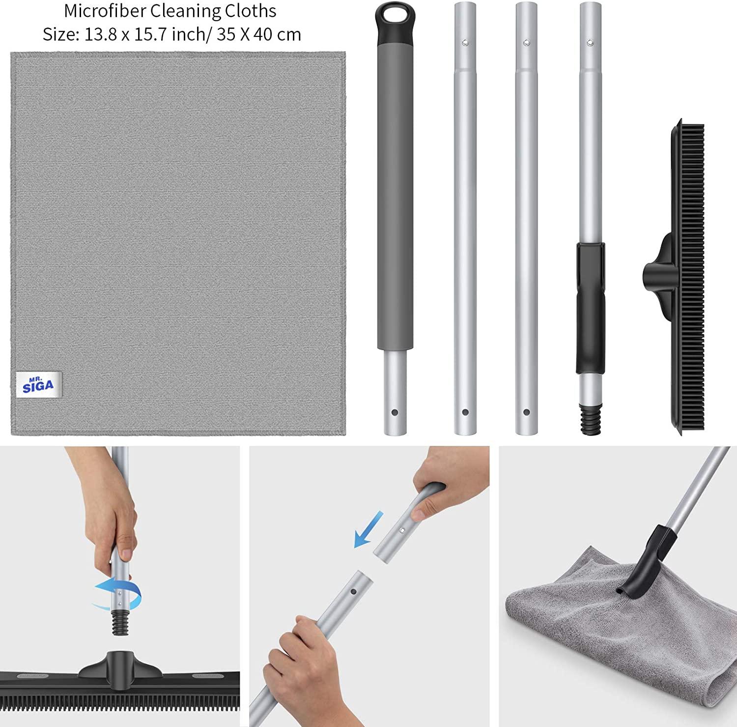 MR.SIGA Pet Hair Removal Rubber Broom with Built in Squeegee, 2 in