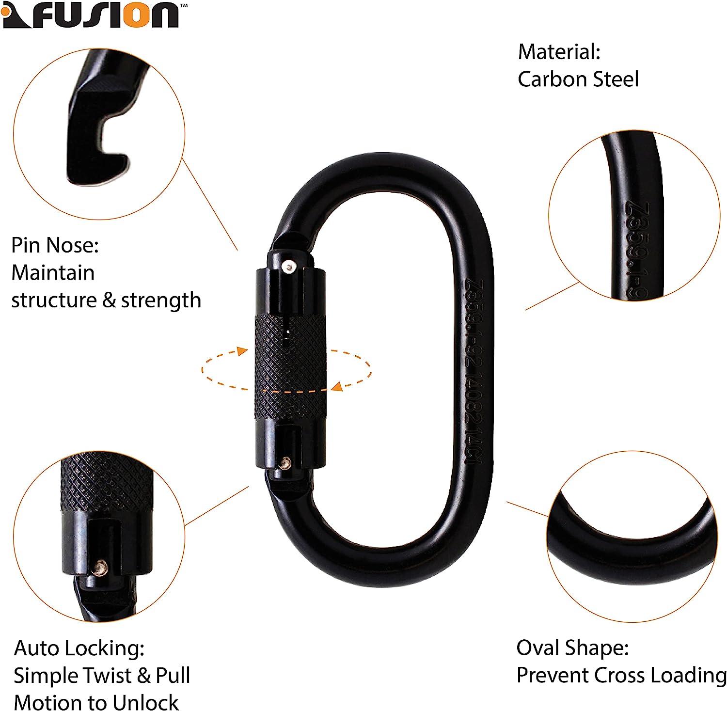Fusion Climb Ovatti Steel Auto Lock OvalShaped Carabiner/Heavy Duty