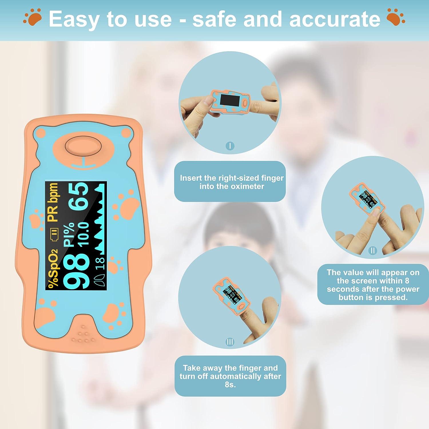 2023 Children Pulse Oximeter Fingertrip, SpO2 Blood Oxygen Saturation