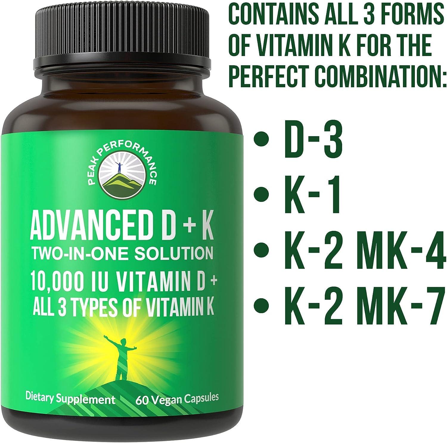 Peak Performance Advanced Vitamin D 10000 IU with Vitamin K Capsules