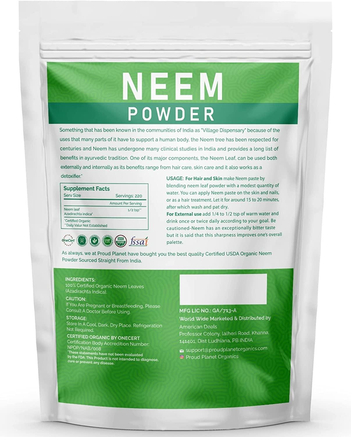 Organic Neem Leaf Powder for Skin, Hair and Blood 8oz (226g ...