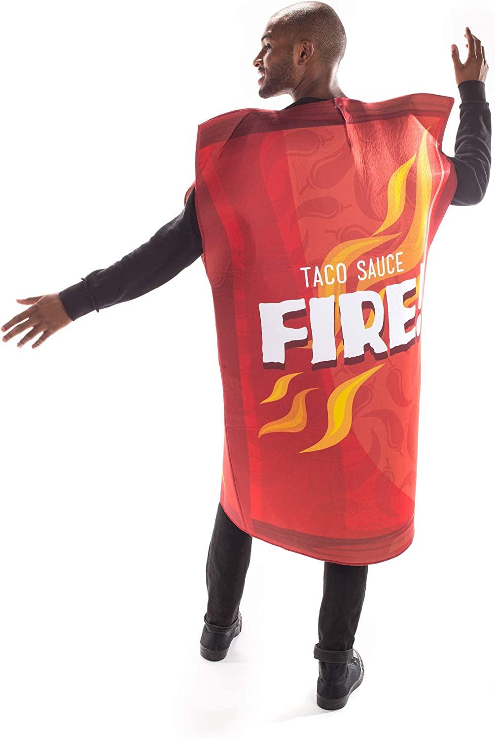 Taco Sauce Halloween Costume Funny Fire Hot Chili Pepper Packet Food Suit
