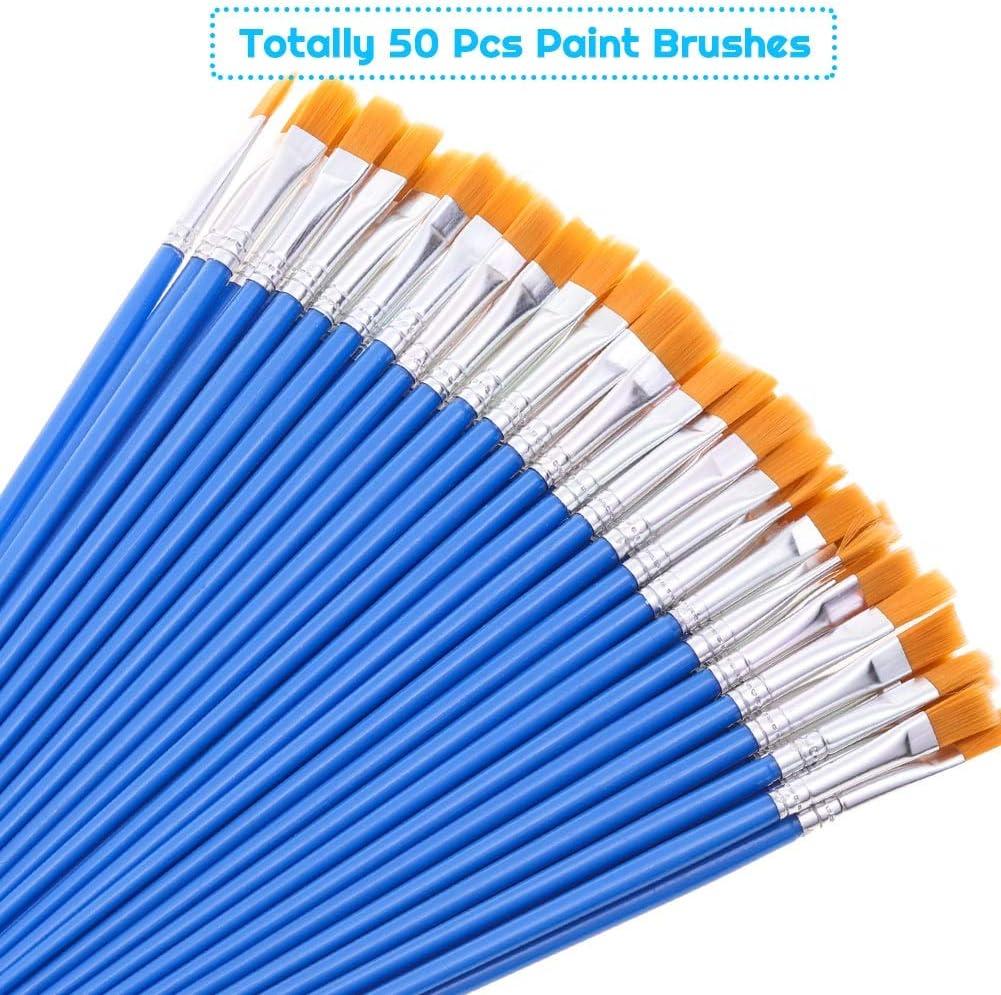 60 Pcs Flat Paint Brushes, Mini Paint Brush Bulk, Small Tiny Painting Brushes for Kids Classroom Crafts Acrylic Oil Watercolor Face Painting, by