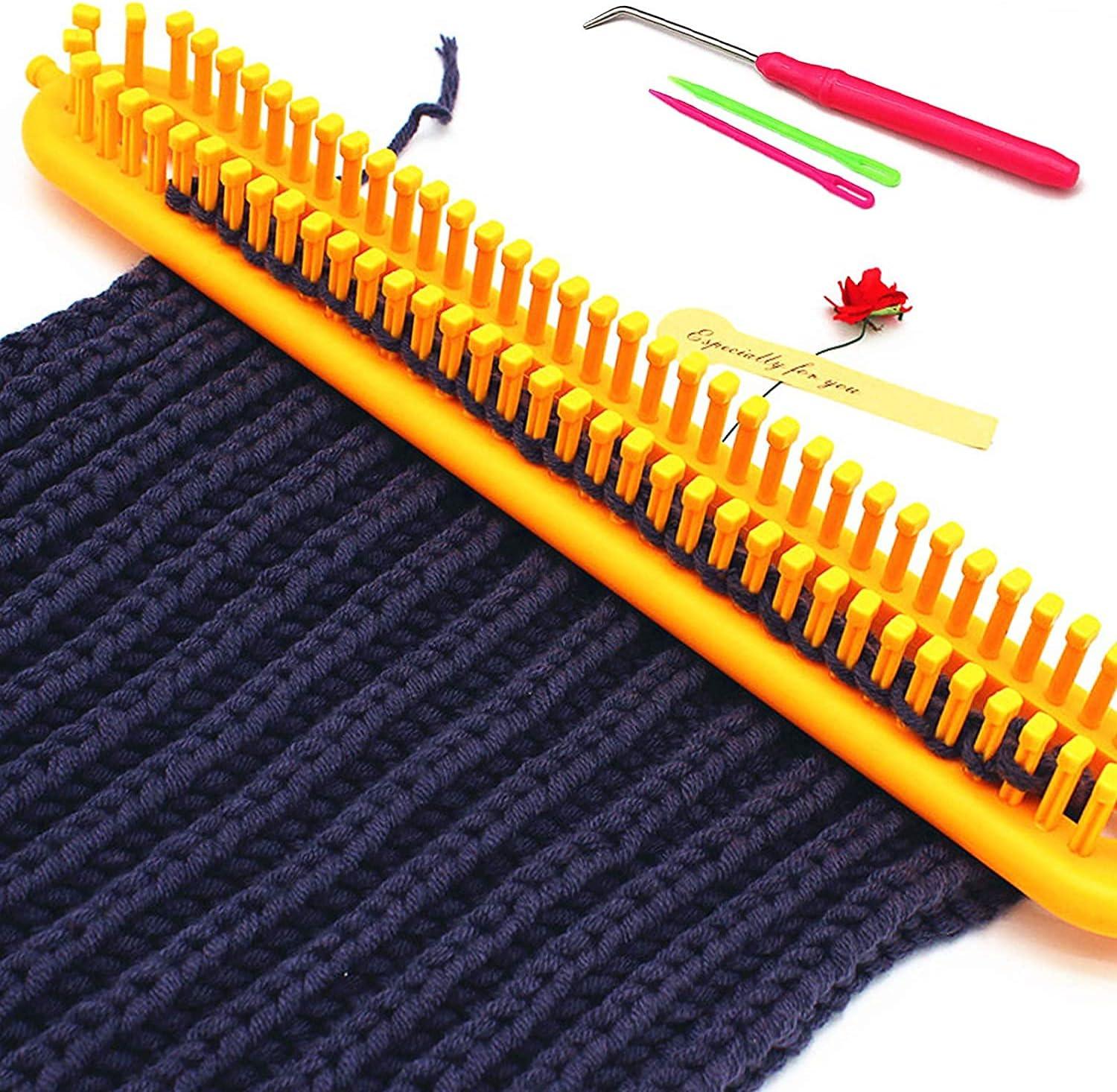 Knitting Looms Wooden Rectangular Crochet Yarn Needles Boards with Knitting  Loom Hook for Scarf Socks Gloves Hats Making