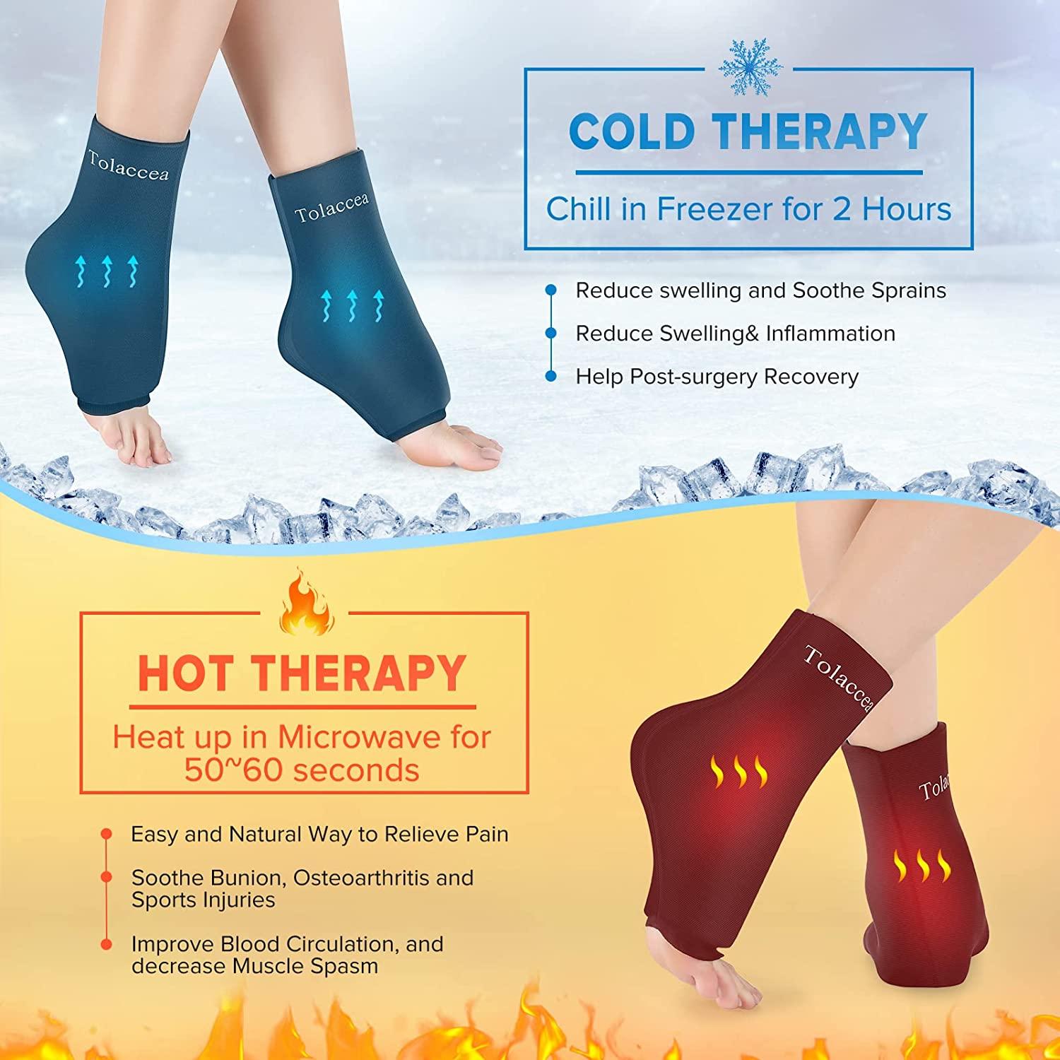 Ankle Foot Ice Pack Wrap for Injuries, Reusable Gel Ice Pack for Hot