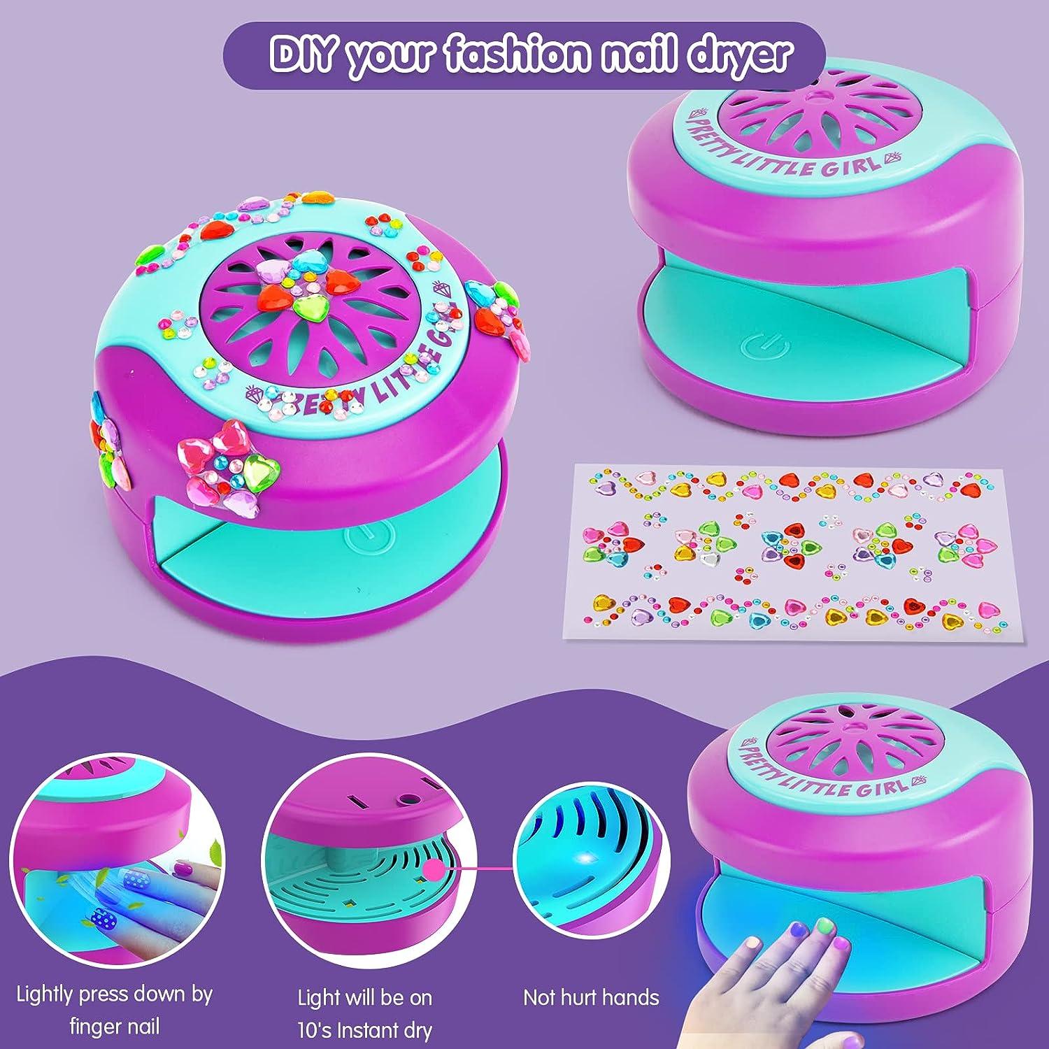 BATTOP Kids Nail Polish Kit for Girls Ages 7-12 Years Old - Nail Art Studio  Set - Cool Girly Gifts with Nail Polish Pen Dryer Sticker Charm Bracelet Making  Kit & Ring