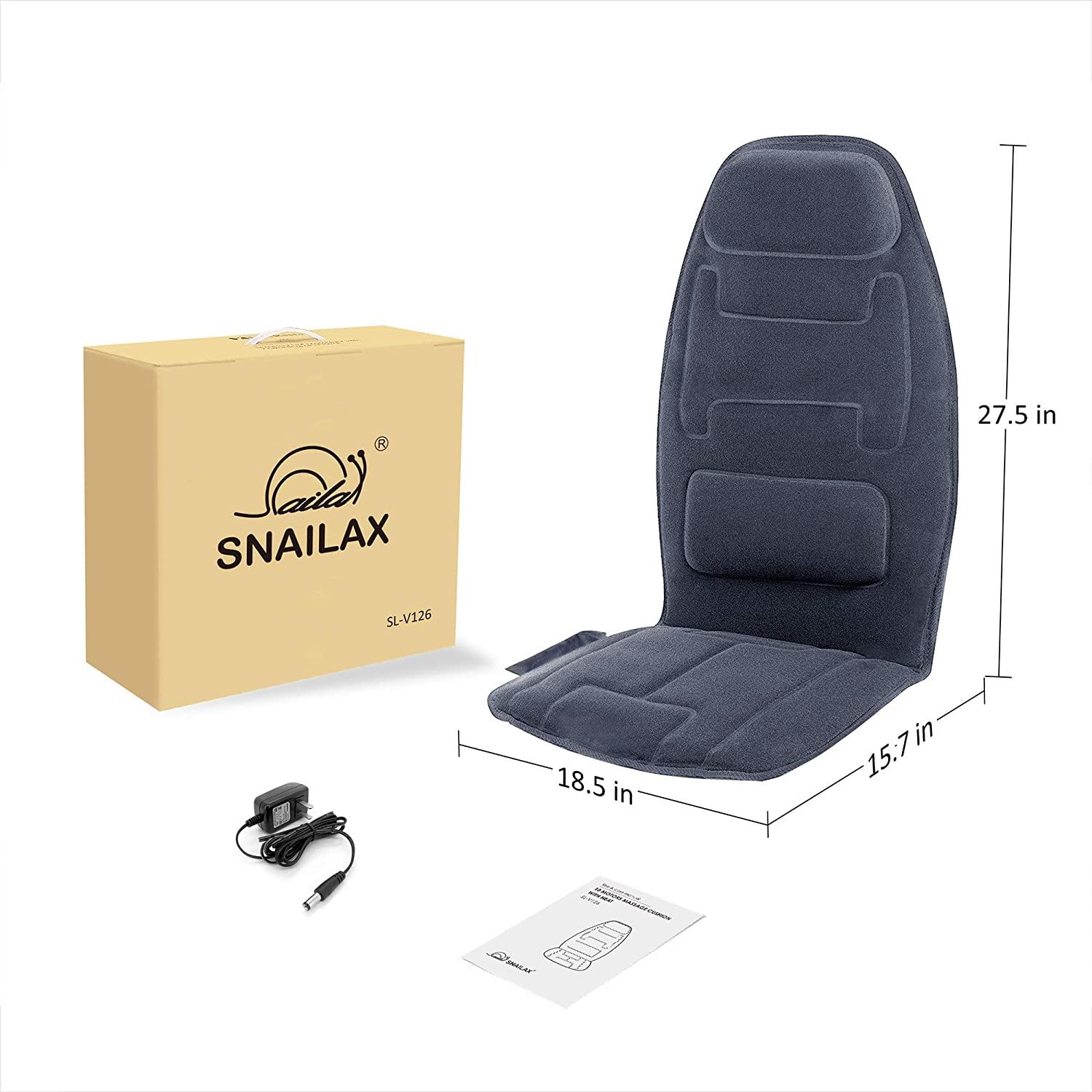 Snailax Massage Seat Cushion with Heat - Memory Foam Support Pad in Neck  and Lumbar,2 Heat Levels, 10 Vibration Massage Motors, Back Massager, Massage  Chair Pad for Home Office Navy Blue