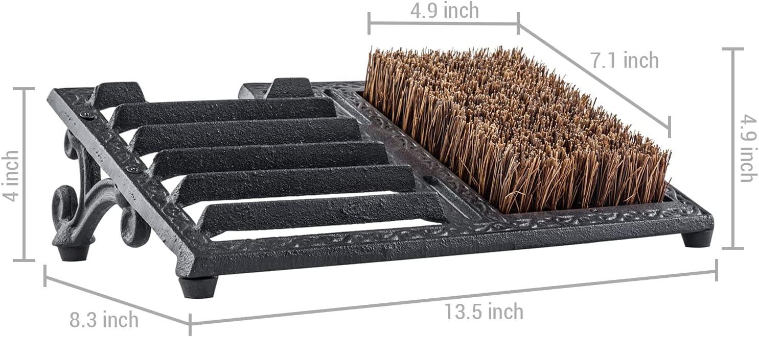 Heavy Duty Cast Iron Angled Shoe Scrubber for Porch, Outdoor Shoe