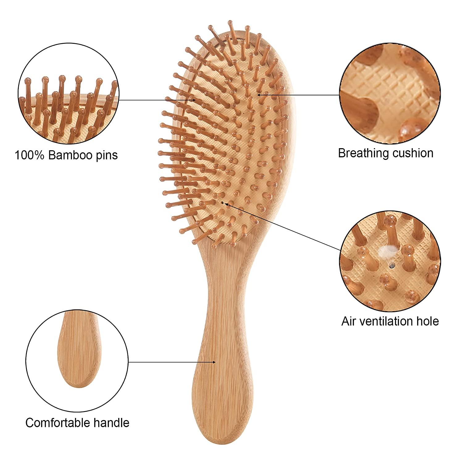 Bamboo Hair Brush Comb Set, Eco-Friendly Anti-Static Detangling Comb  Hairbrush for Women and Men - Tail Comb, Tooth Comb, Big and Mini Massage  Wooden Brush for Thick Thin Curly Straight Dry Wet