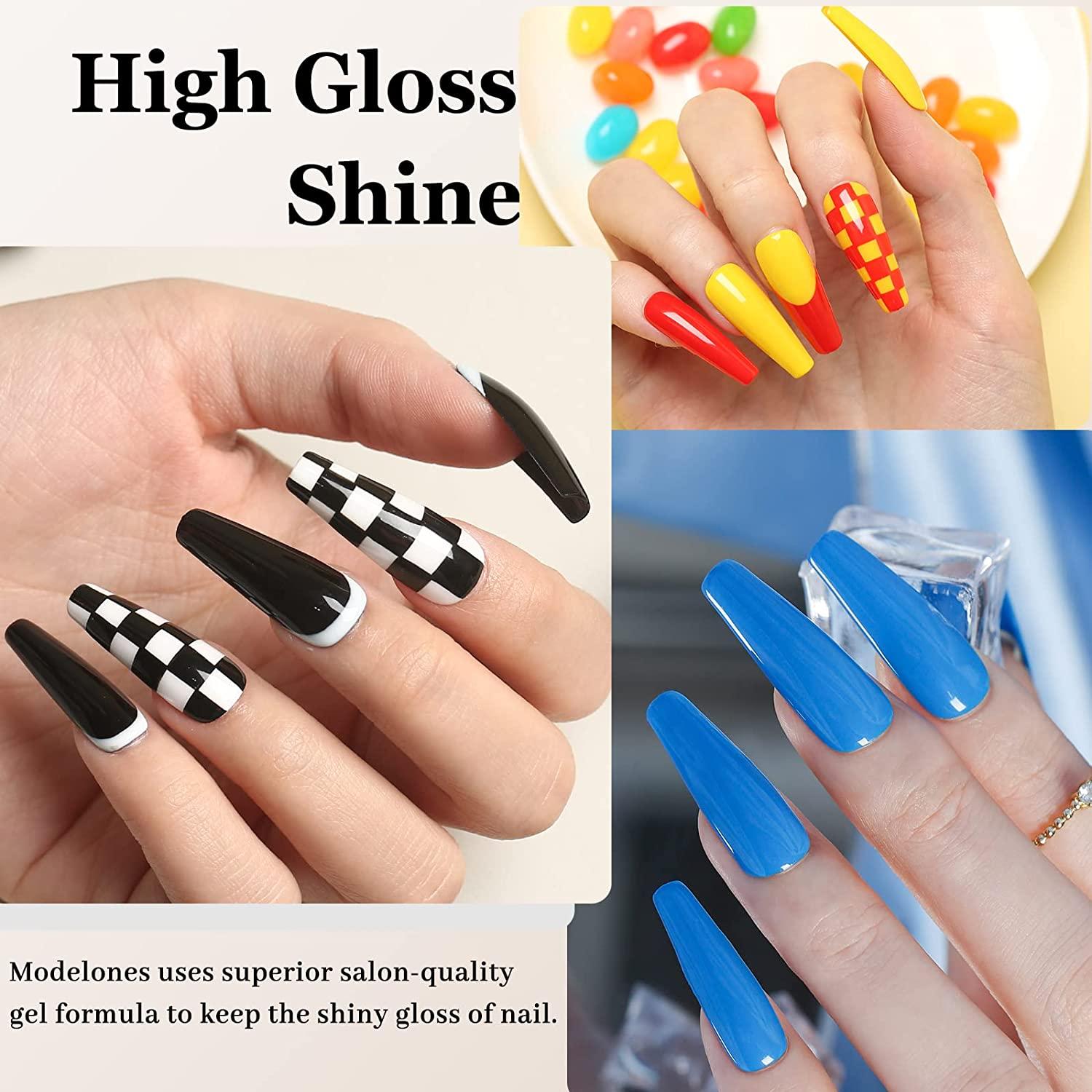 Modelones Gel Nail Polish, 6 Colors Bright Red Yellow Gel Polish Blue Black  White Gel Nail Polish Set, Soak Off LED Nail Art Manicure DIY Home Salon  Gift for Women Beginner A4-Colorful
