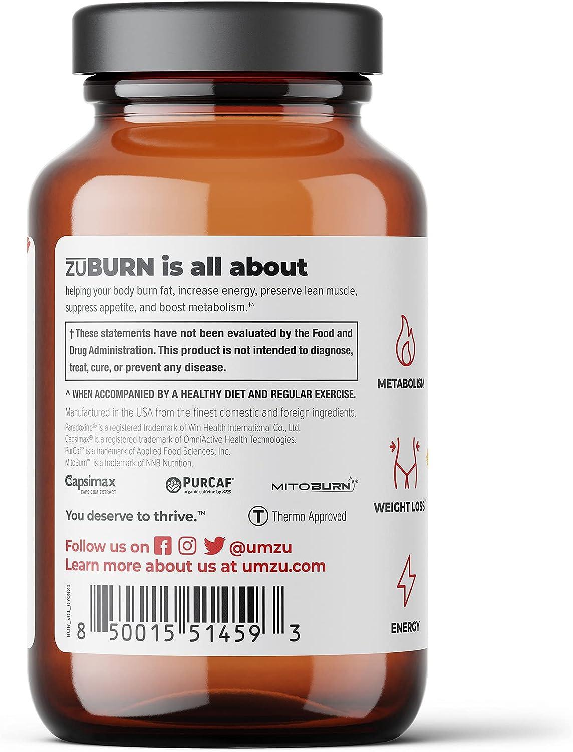 UMZU zuBurn Thermogenic Fat Burner Supplement for Metabolism & Energy