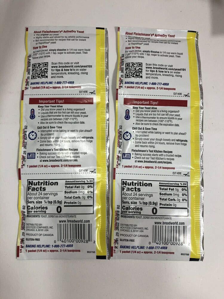 FLEISCHMANN'S ACTIVE DRY Yeast Original 2 Packs of 3 1/4 oz Packets New Selaed 0.25 Ounce (Pack