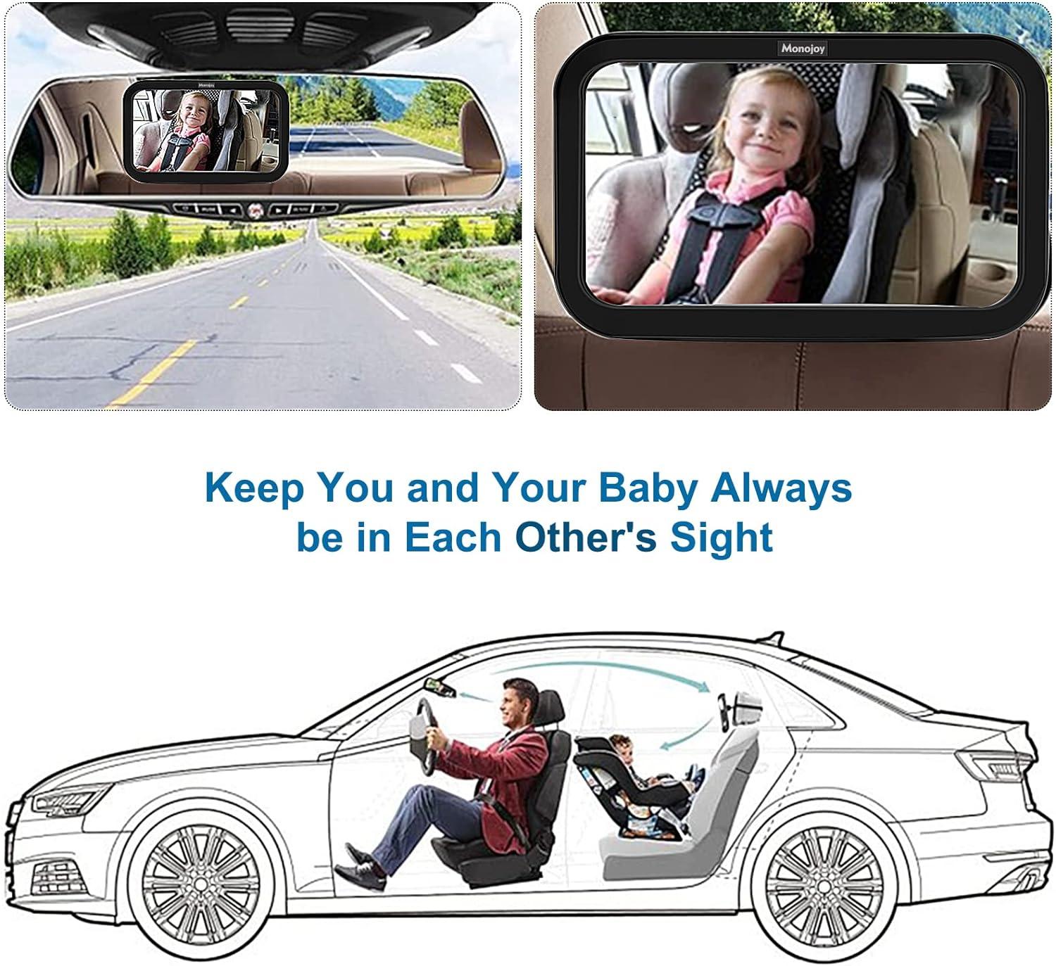 MONOJOY Baby Car Mirror | Shatterproof Safety Mirror for Rear Facing ...