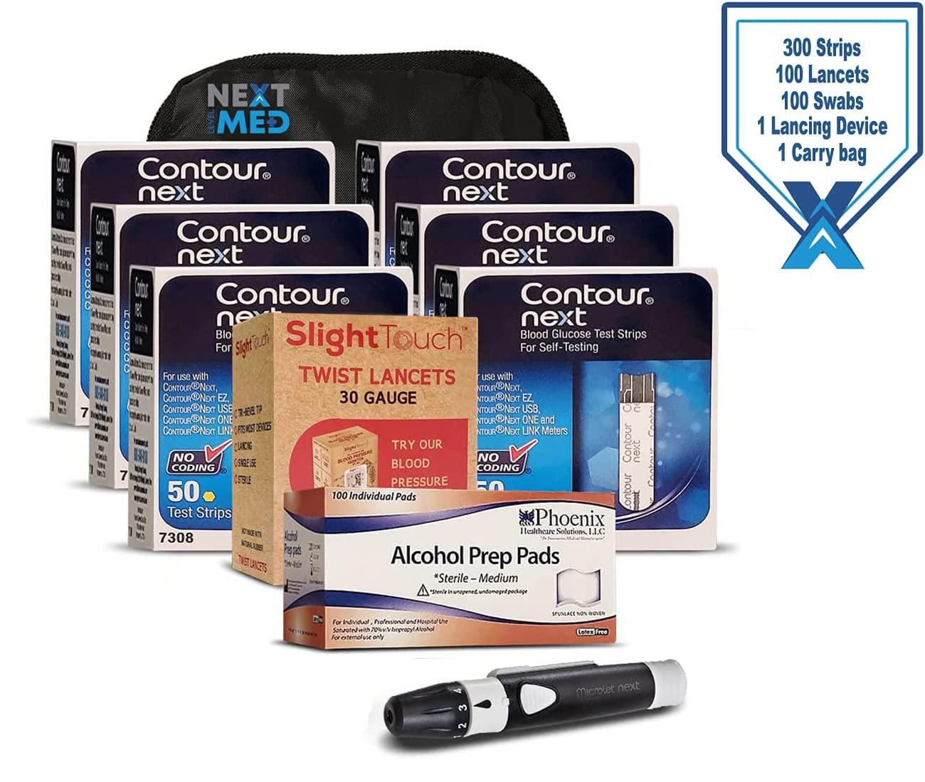 NextLevelMed Diabetes Testing Kit with 300 Strips, 100 Lancets, and Alcohol Swabs Blood