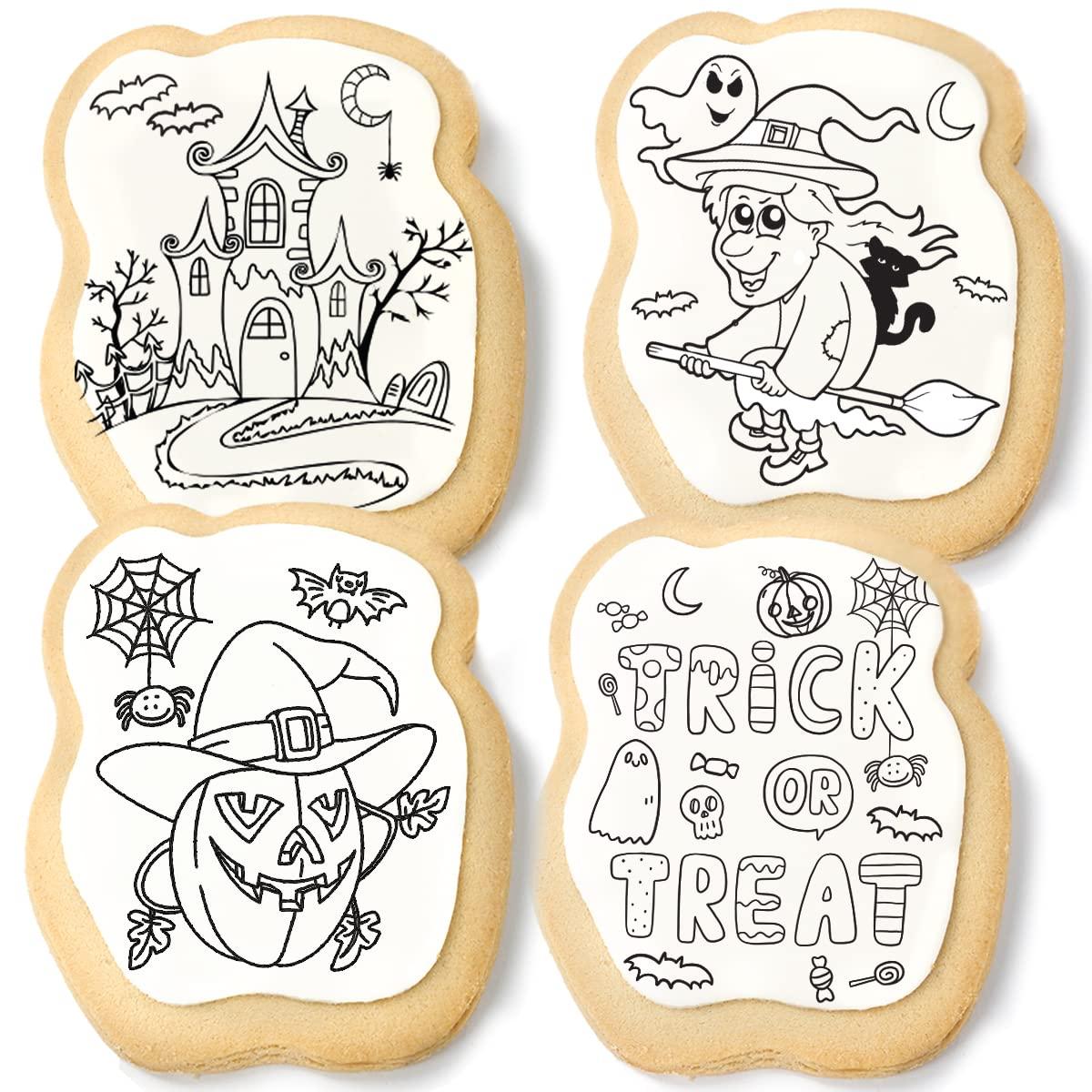 Halloween Cookies Decorating Kit Coloring Gift For Kids Food, 4 Jumbo  Cookies + 3 Edible Markers, Individually Wrapped