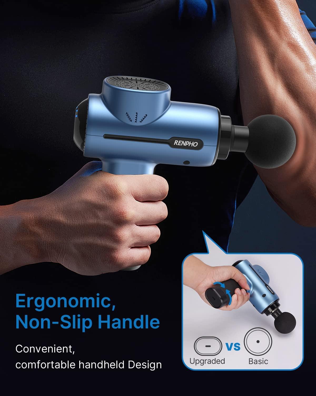 RENPHO Massage Gun with Heat, Percussion Muscle Mini Massage Gun for Athletes, Handheld Deep Tissue Massager with 3200RPM, 5 Massage Head, 5 Speed