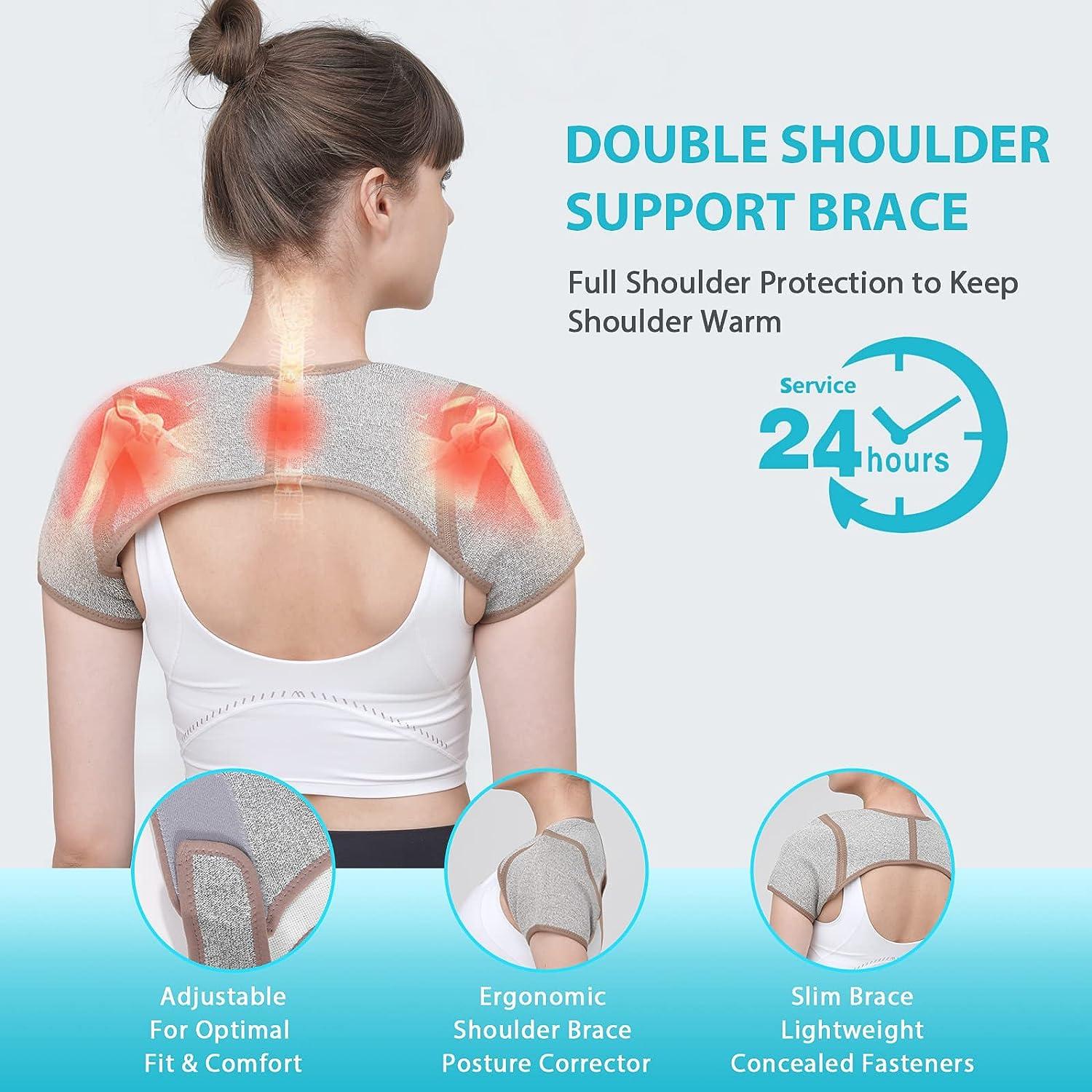 KD Shoulder Support Brace: Double Shoulder Braces for Women/Men Relief  Tendonitis Arthritis Shoulder Pain Upgraded Graphene Warm Rotator Cuff Support  Brace - Adjustable Arm Holes (Medium)