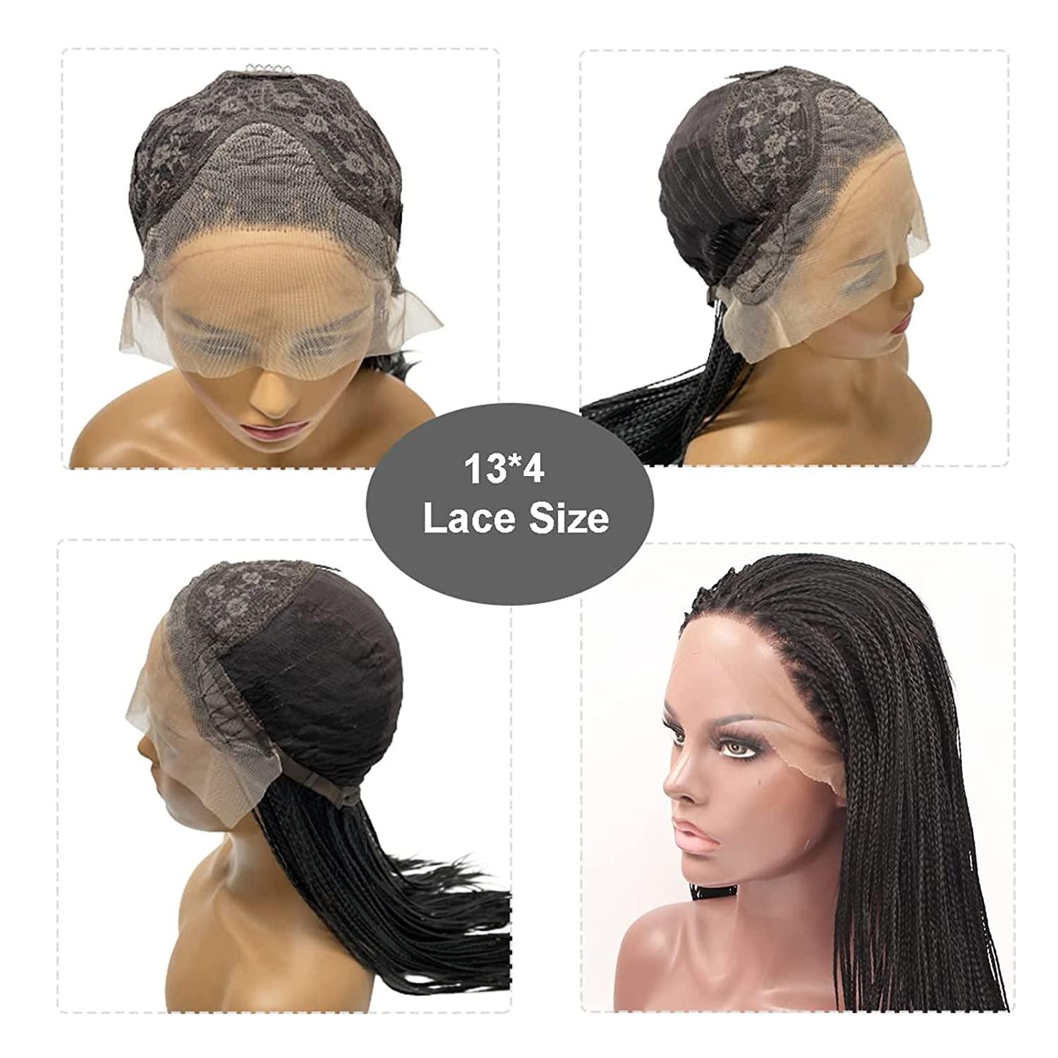 Braided Wigs Long 28 inch Free Part 13x4 Swiss Lace Front Knotless Box Braided  Wigs Half Hand Braid Box Wigs with Baby Hair for Black Women Synthetic  Lightweight Twist Braids Wigs 420g