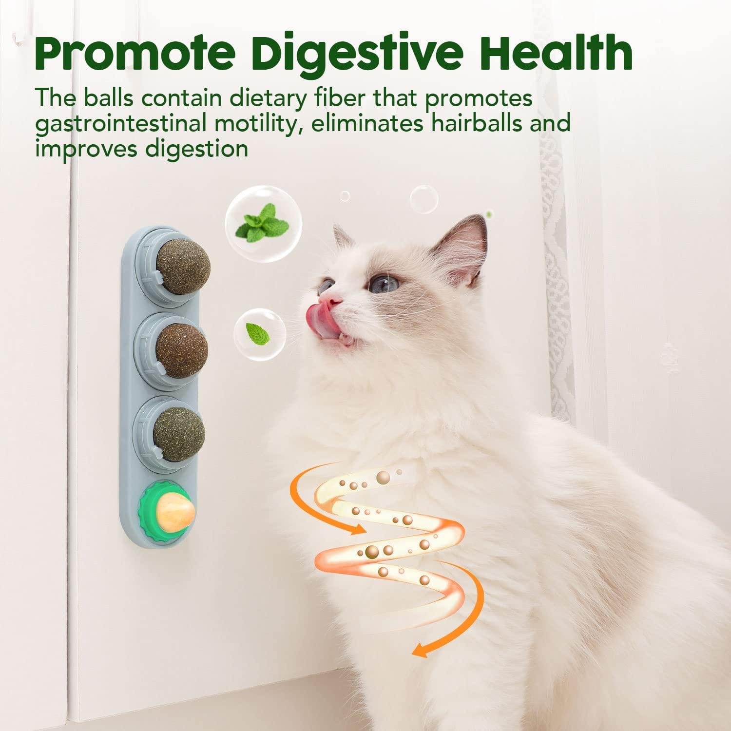 Potaroma 4 Pack Catnip Toys, Silvervine Wall Balls, Edible Kitty Toys