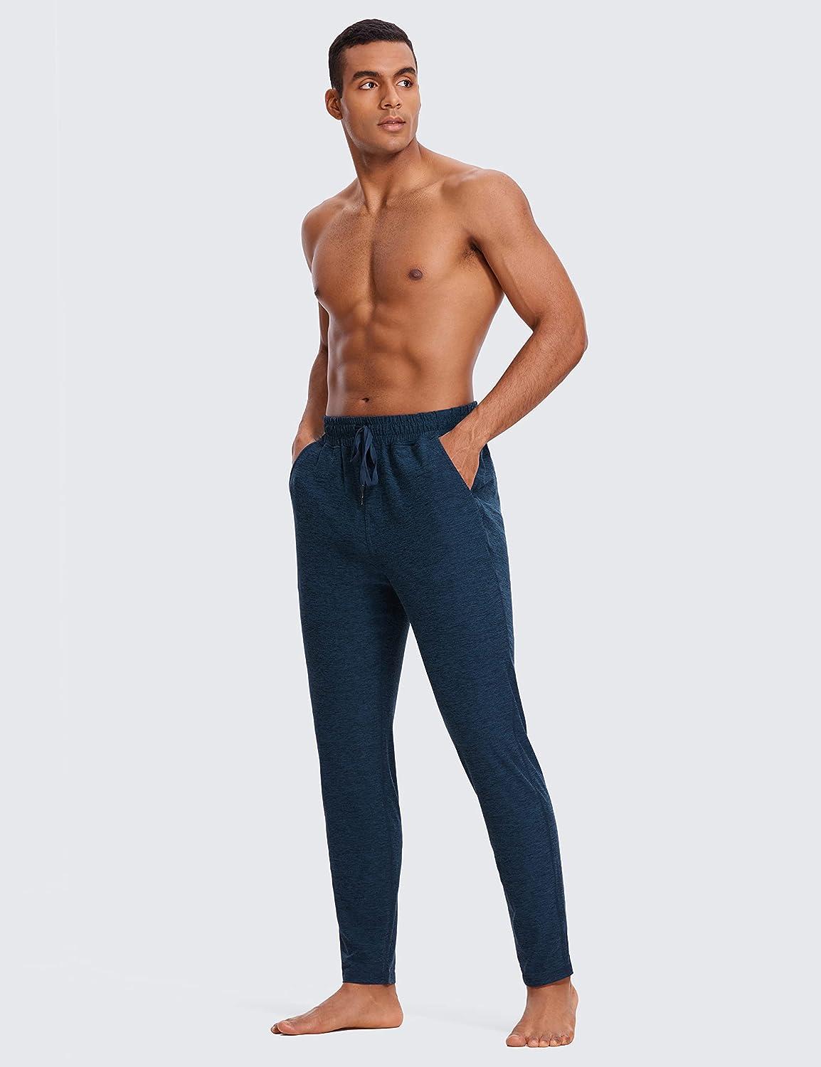 CRZ YOGA Mens Comfy Lounge Pants 30 - Super-Soft Open Bottom Yoga Casual  Pajama Pants Athletic Sweatpants with Pockets Large Navy Blue Heather