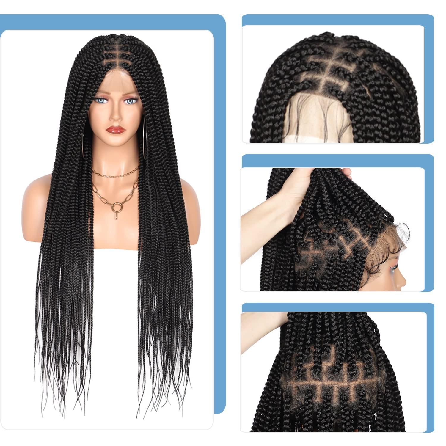 Fecihor 36 Box Braided Wigs Lace Front Knotless Box Braids Lace