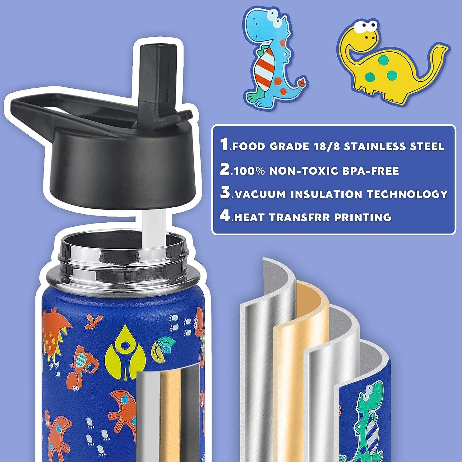 XccMe Kids Stainless Steel Insulated Water Bottle 16oz with Straw Lid