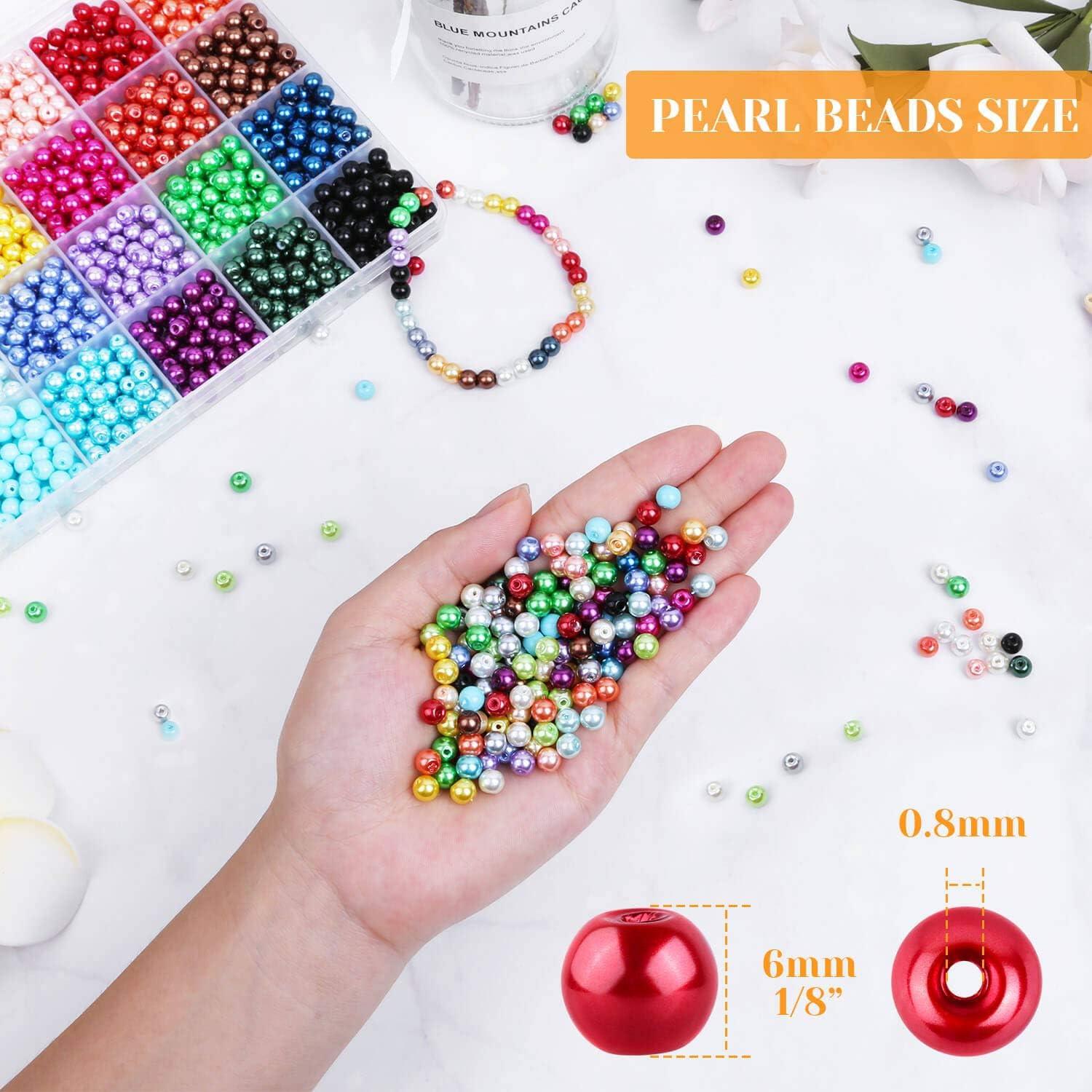  Pearl Beads for Jewelry Making, Caffox 1680PCS Round
