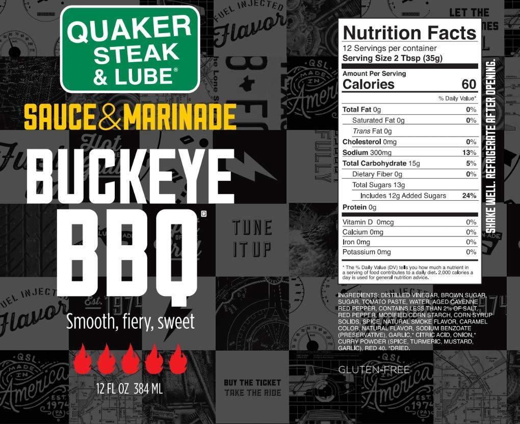Quaker Steak & Lube Buckeye Barbecue Wing Sauce 2 12 Ounce Bottles of