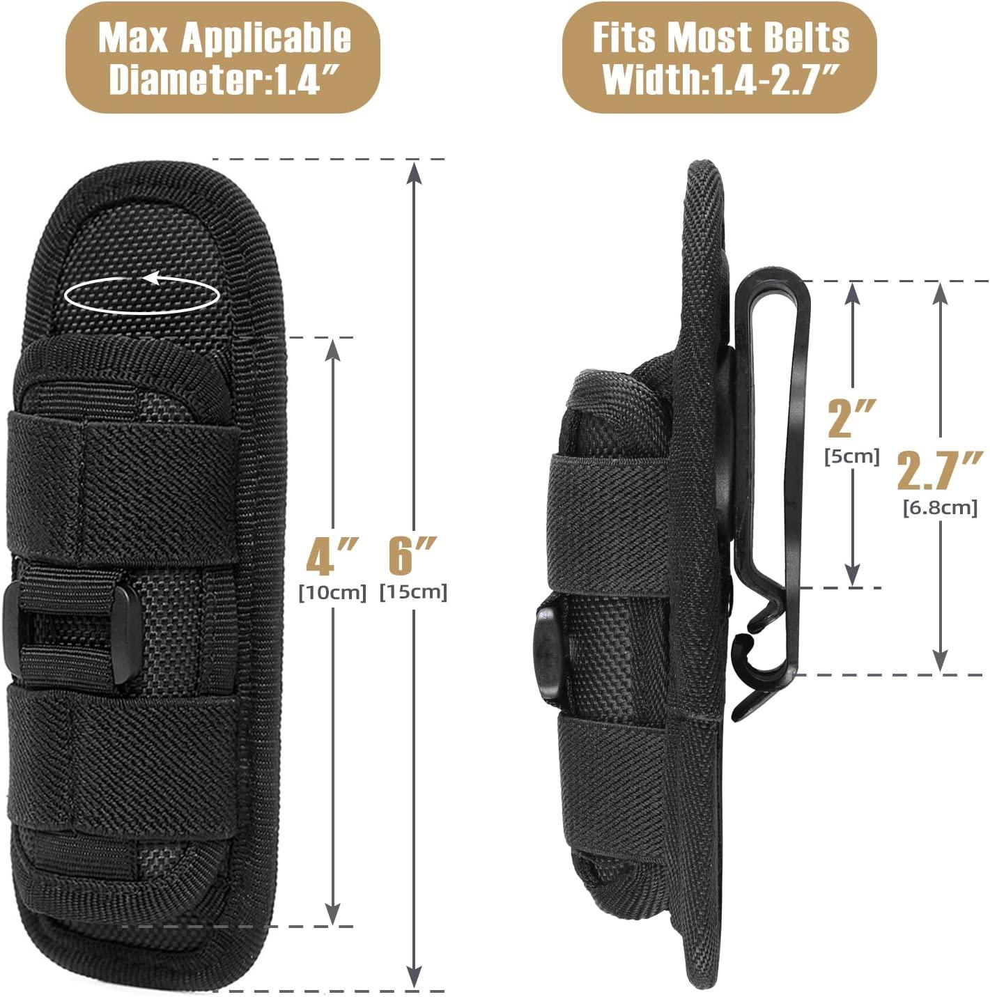 LIVANS Tactical Flashlight Pouch Holster, Rotatable Flashlight Holder