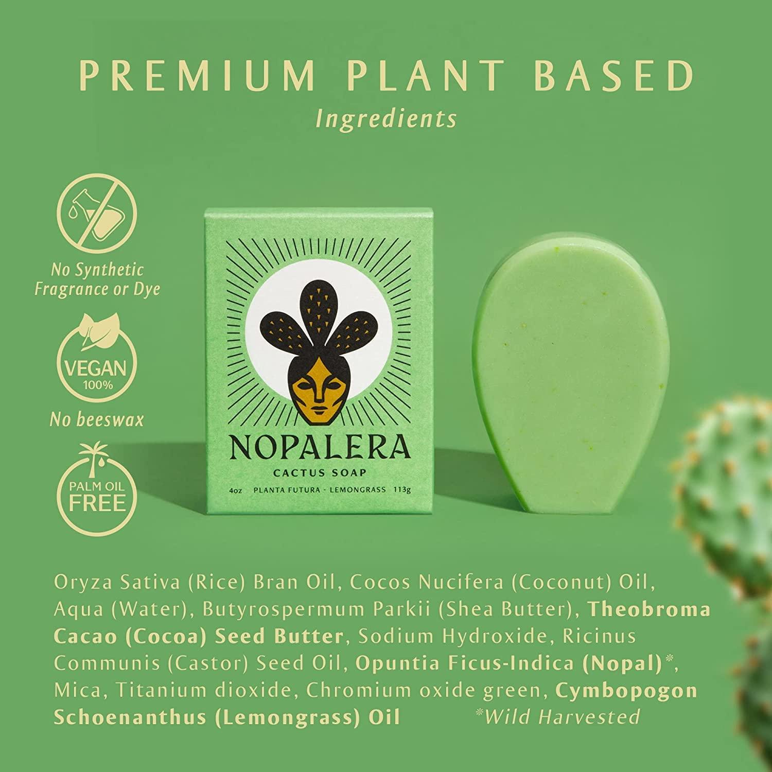 Nopalera Planta Green Soap Cruelty-Free Face of Prickly 4 & and - Artisan Soap 1) oz Lemongrass Futura Bar Cactus Oil for Cactus Palm Pear Vegan Fragrance Body Free (Pack As Natural