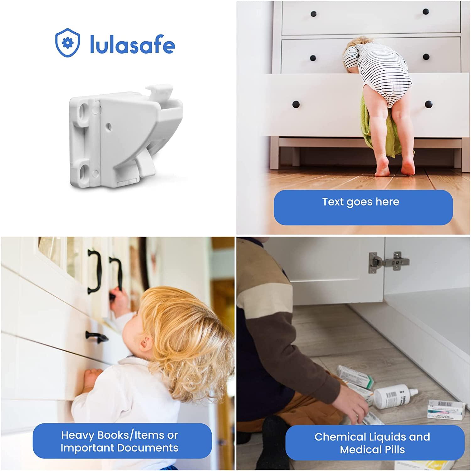 Lulasafe Child Safety Magnetic Cabinet Locks 10 Pack Baby Proof Cupboard Latches Adhesive For Cabinets Drawers Easy Installation No Drilling Or Tools Required