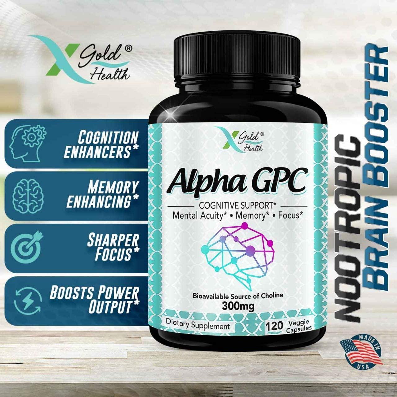 Alpha GPC Choline Supplement 600mg, 99+ Highly Purified, Highly