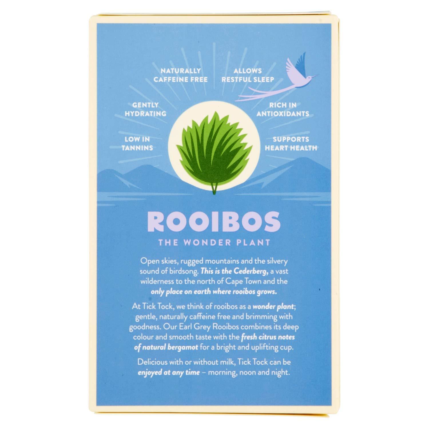 TICK TOCK TEAS Earl Grey Rooibos Tea Bags 40 Count