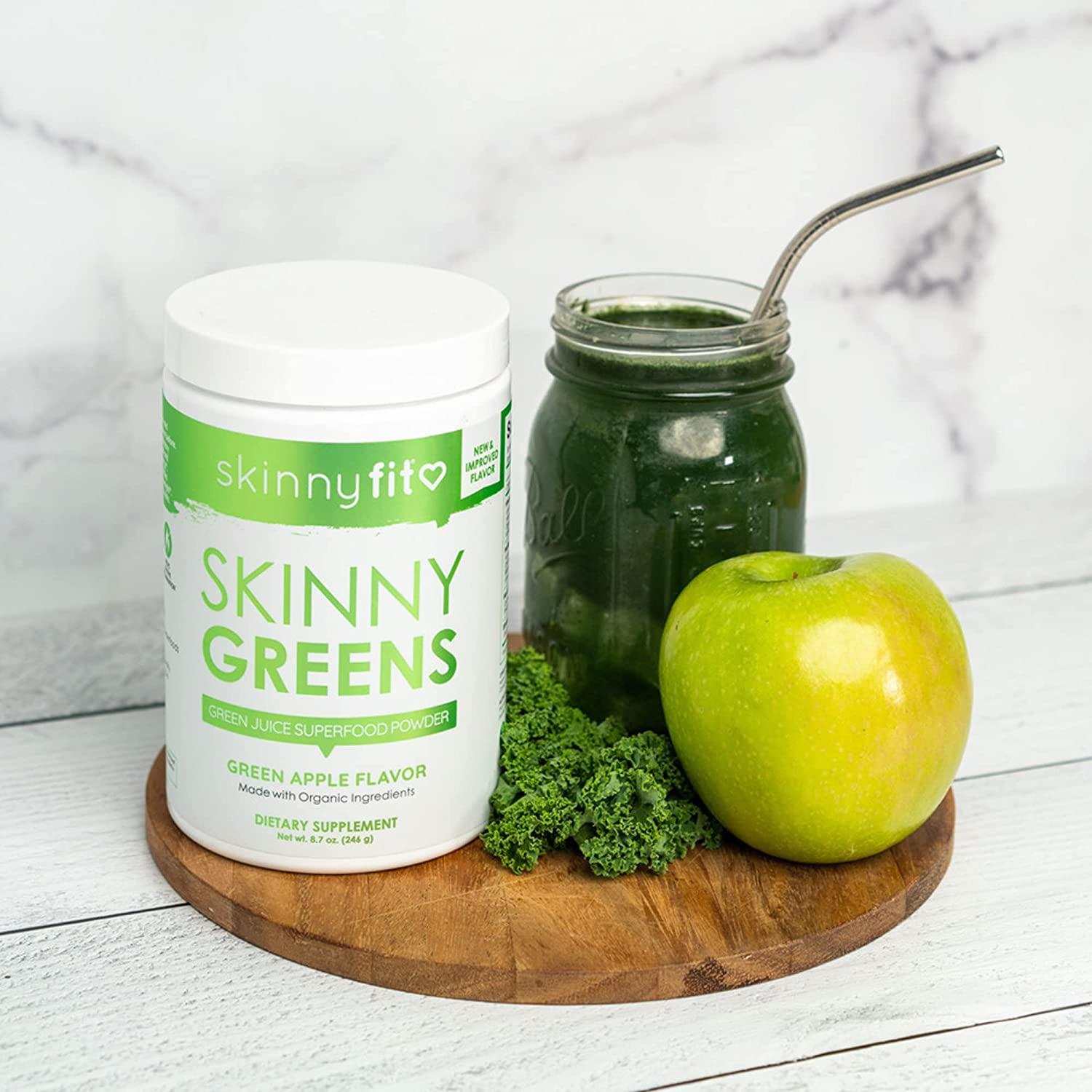 SkinnyFit Skinny Greens, Green Juice Superfood Powder, Green Apple