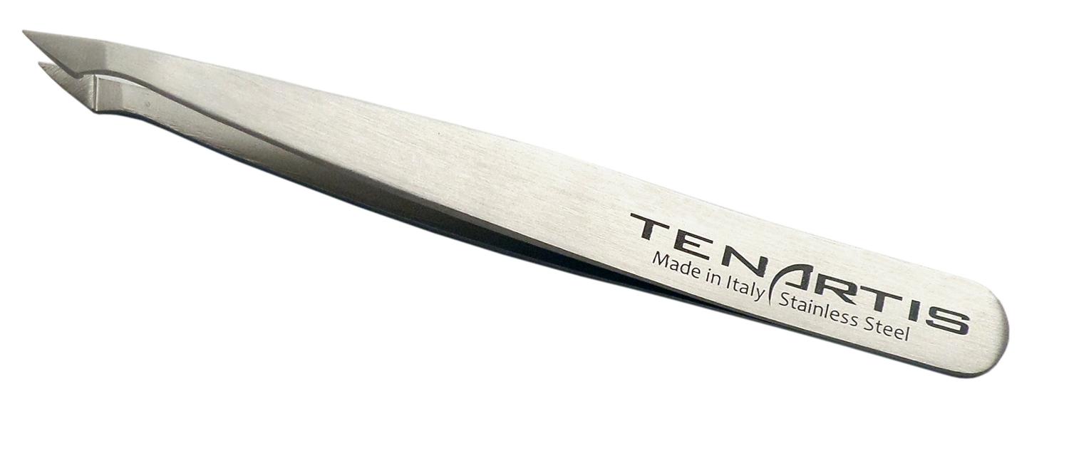 Pointed Slant Hair Tweezers Stainless Steel Tenartis Made in Italy