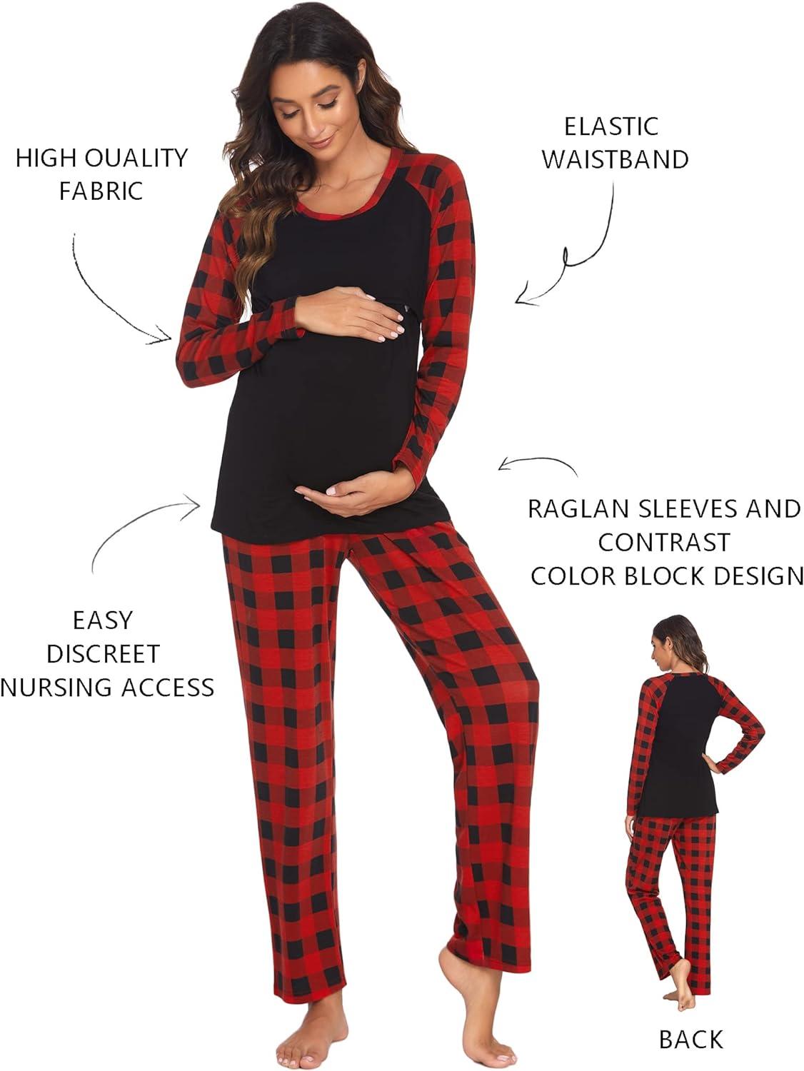 Ekouaer Maternity Nursing Pajama Set Long Sleeve V Neck Top & Striped Pants  Breastfeeding Sleepwear Set (S-XXL) : : Clothing, Shoes 