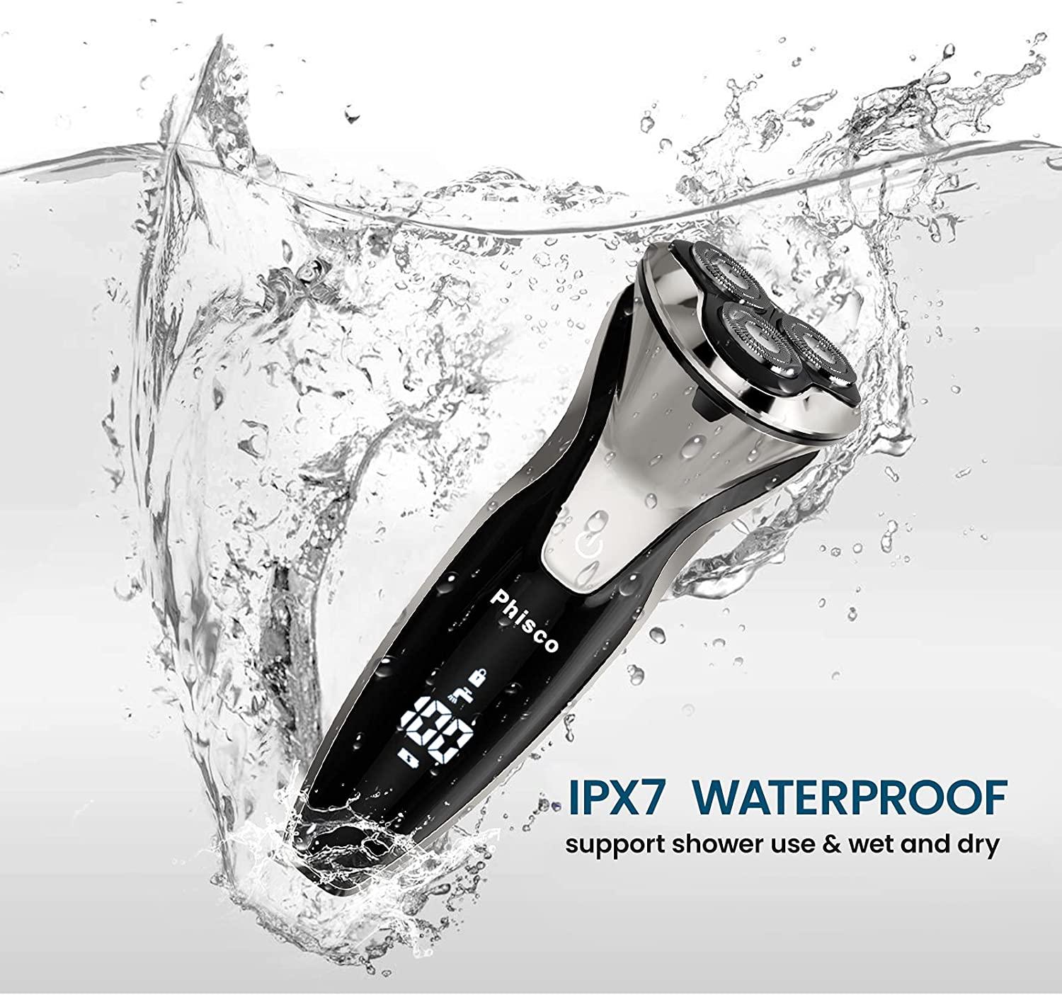 Phisco Men's Electric Shaver - Wet/Dry, 3D Rechargeable, IPX7 ...