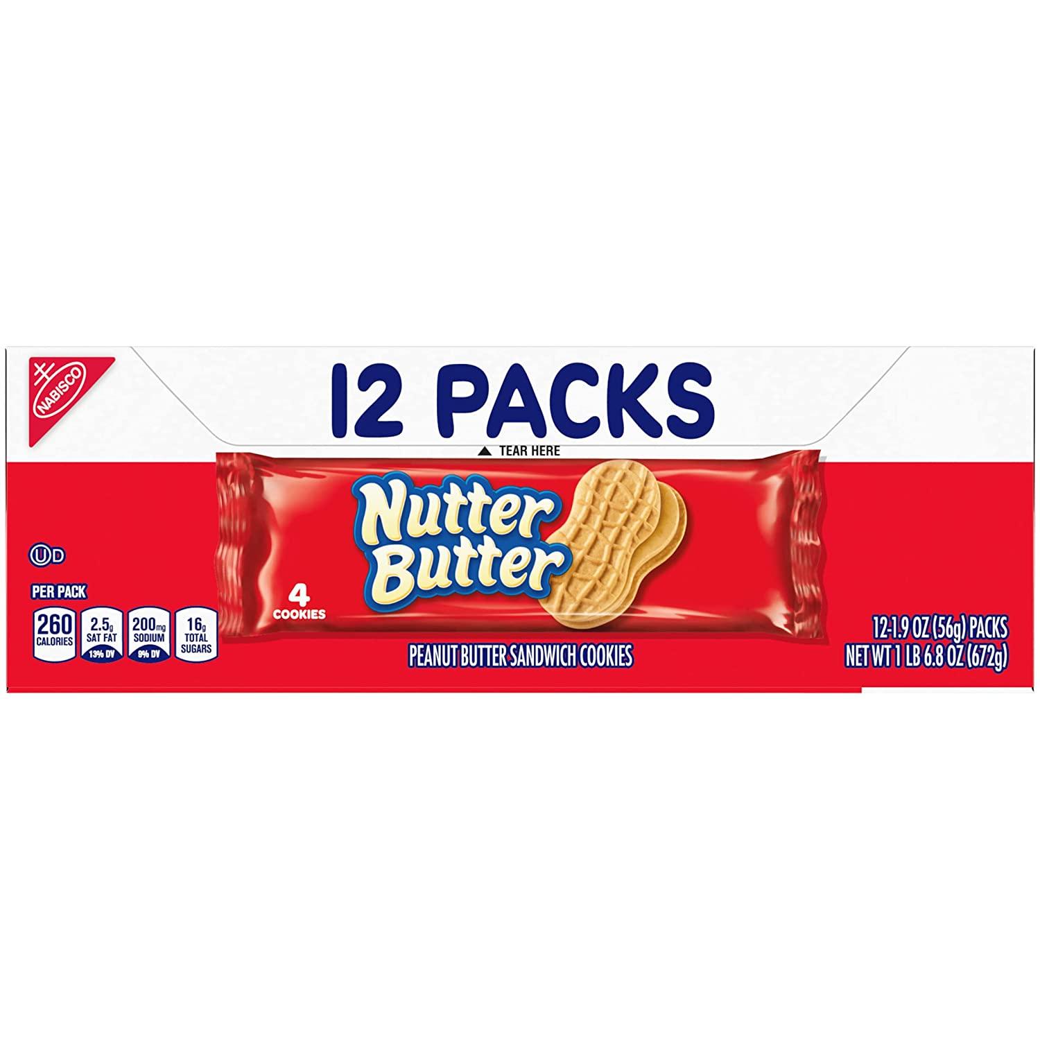 Nutter Butter Peanut Butter Sandwich Cookies 12 Snack Packs (4