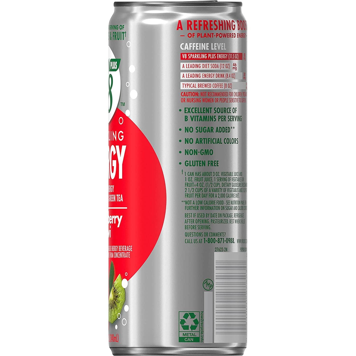 V8 +SPARKLING ENERGY Strawberry Kiwi Energy Drink, Made With Real