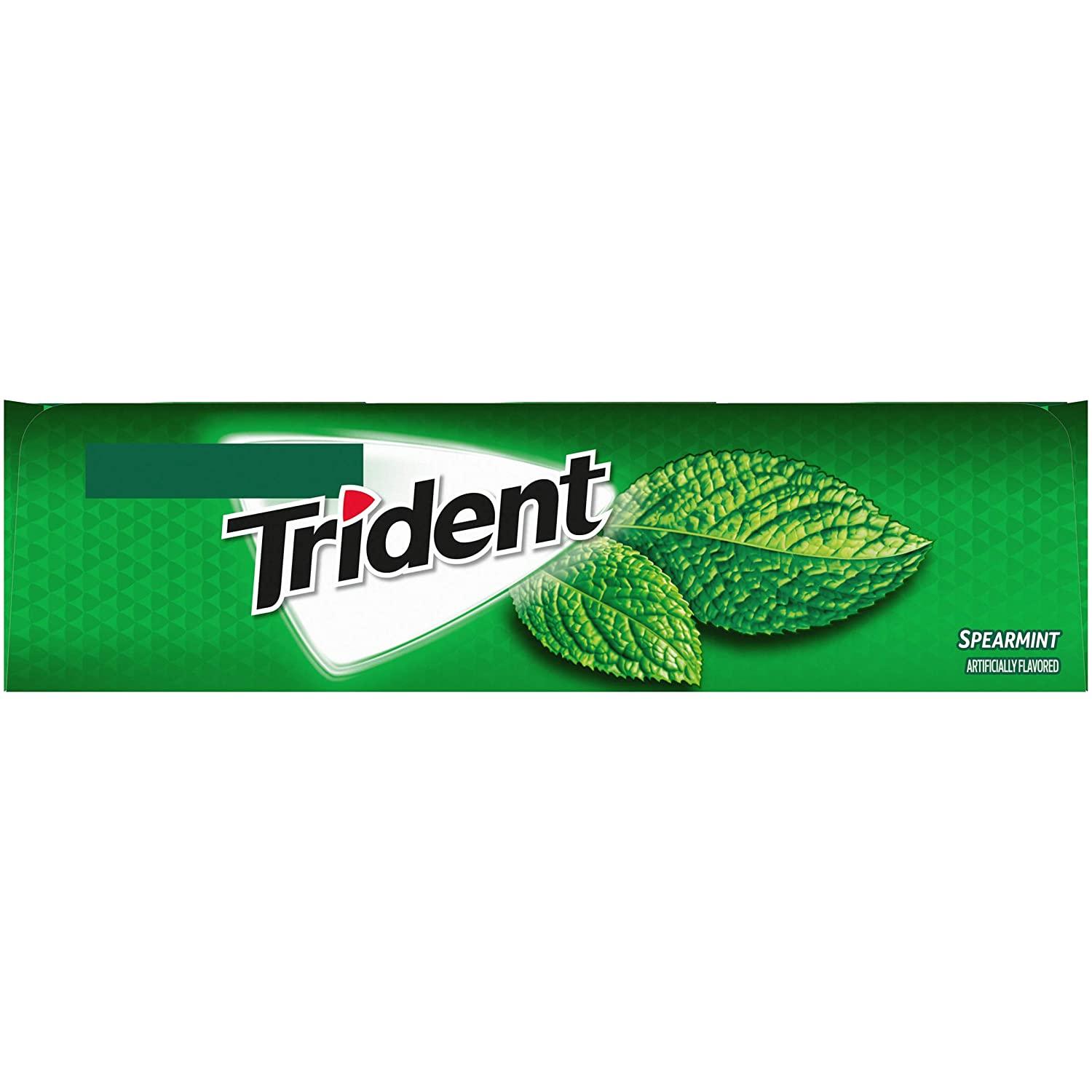 Trident Spearmint Sugar Free Gum 168 Pieces 12 Packs, 14 Pieces Each