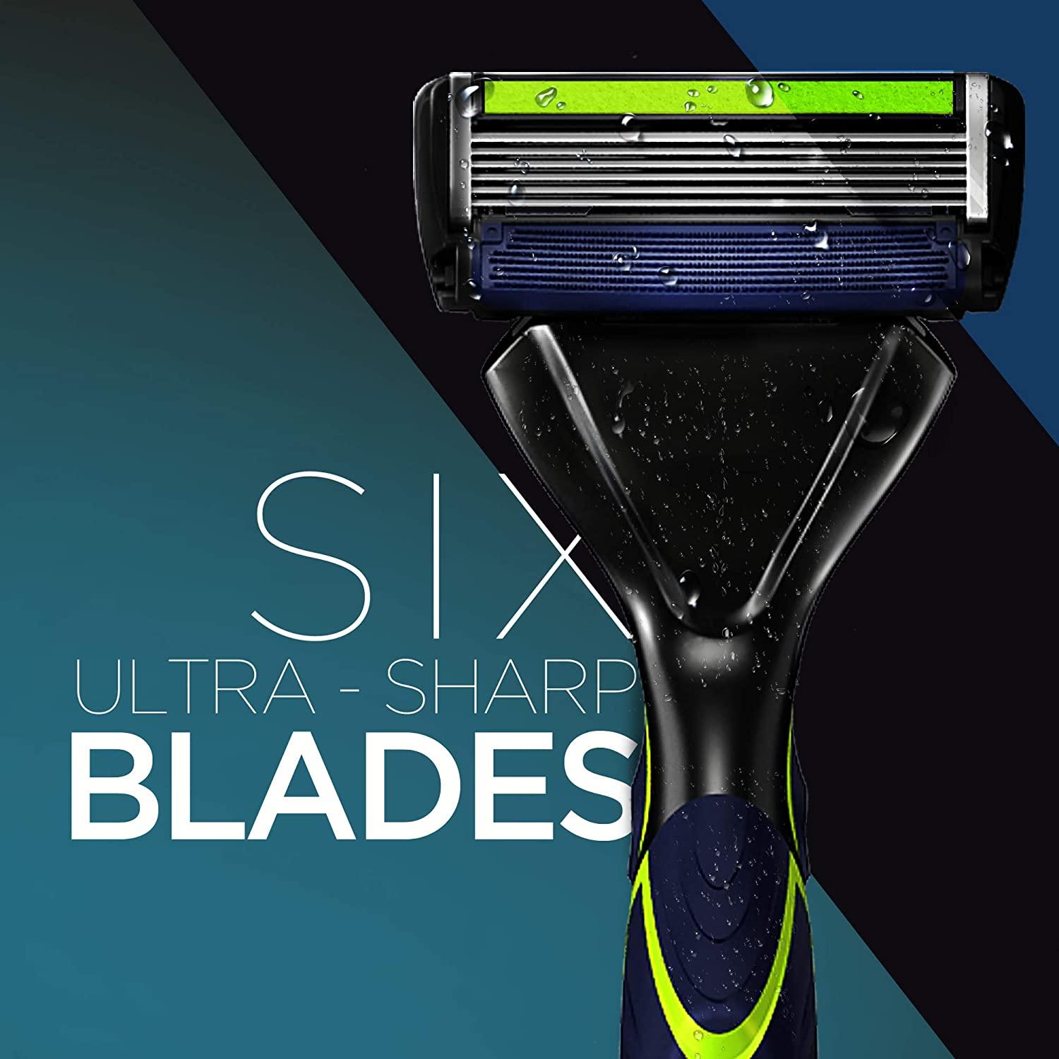 DORCO Pace 6 Sport Six Blade Razor System with Trimmer and Pivoting