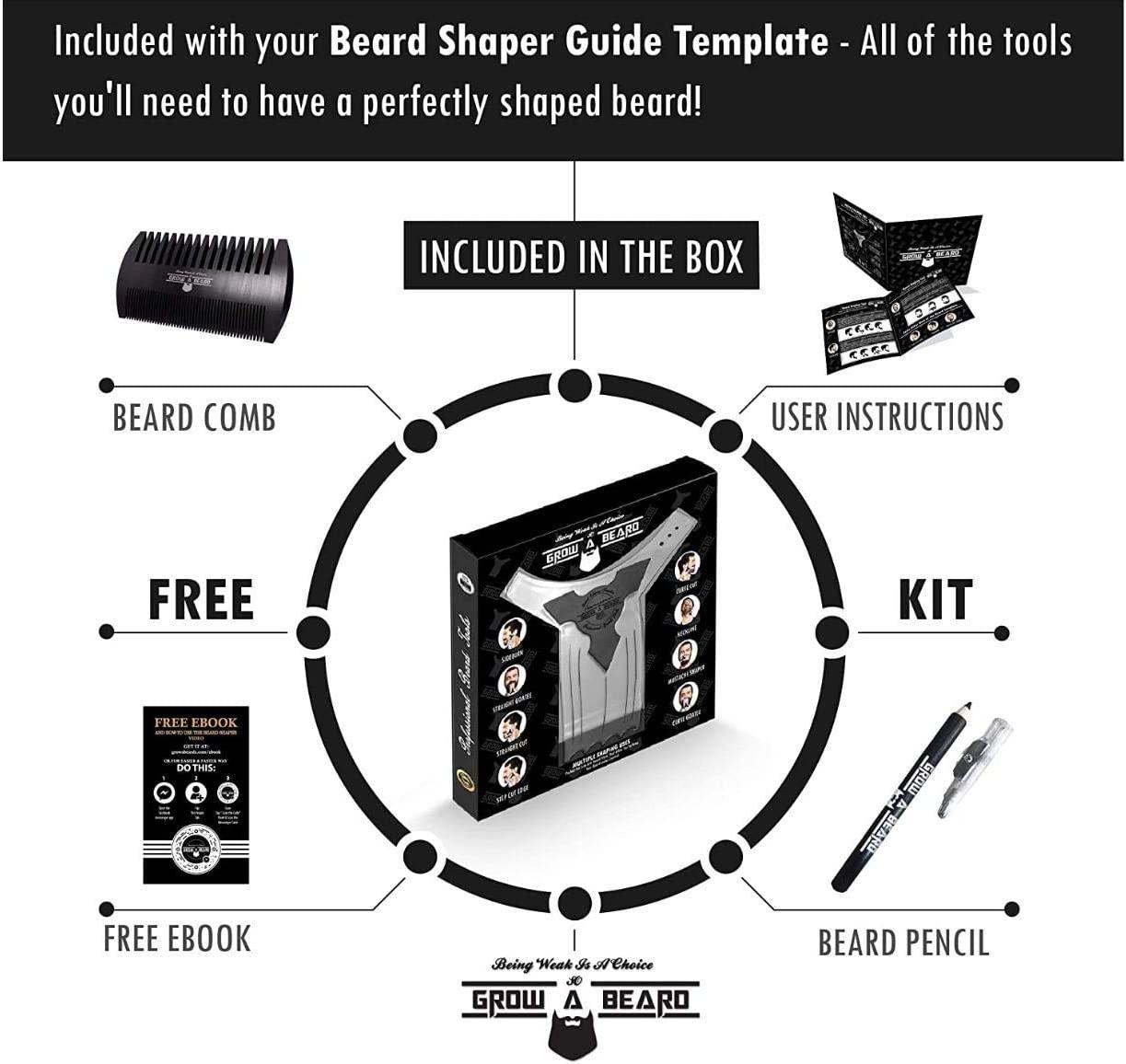 Beard Shaper & Beard Shaping Tool for Men, Beard Lineup Guide Template, Perfect for Styling and