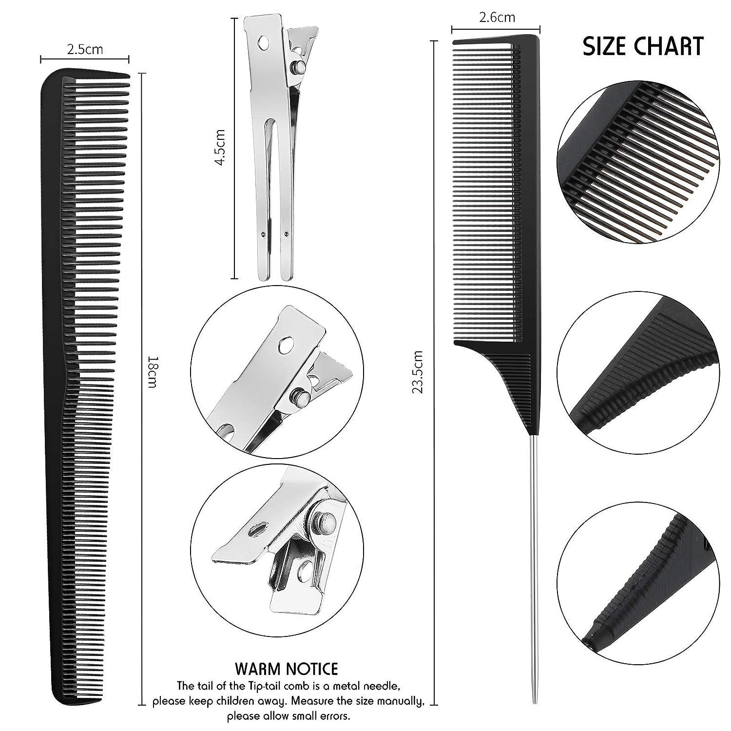 52 Pieces Hair Comb Set Locks Comb Dread Clips Includes Rat Tail Combs,  Taper Hair Comb and 50 Double Prong Curl Clips for Men and Women Wavy Curls