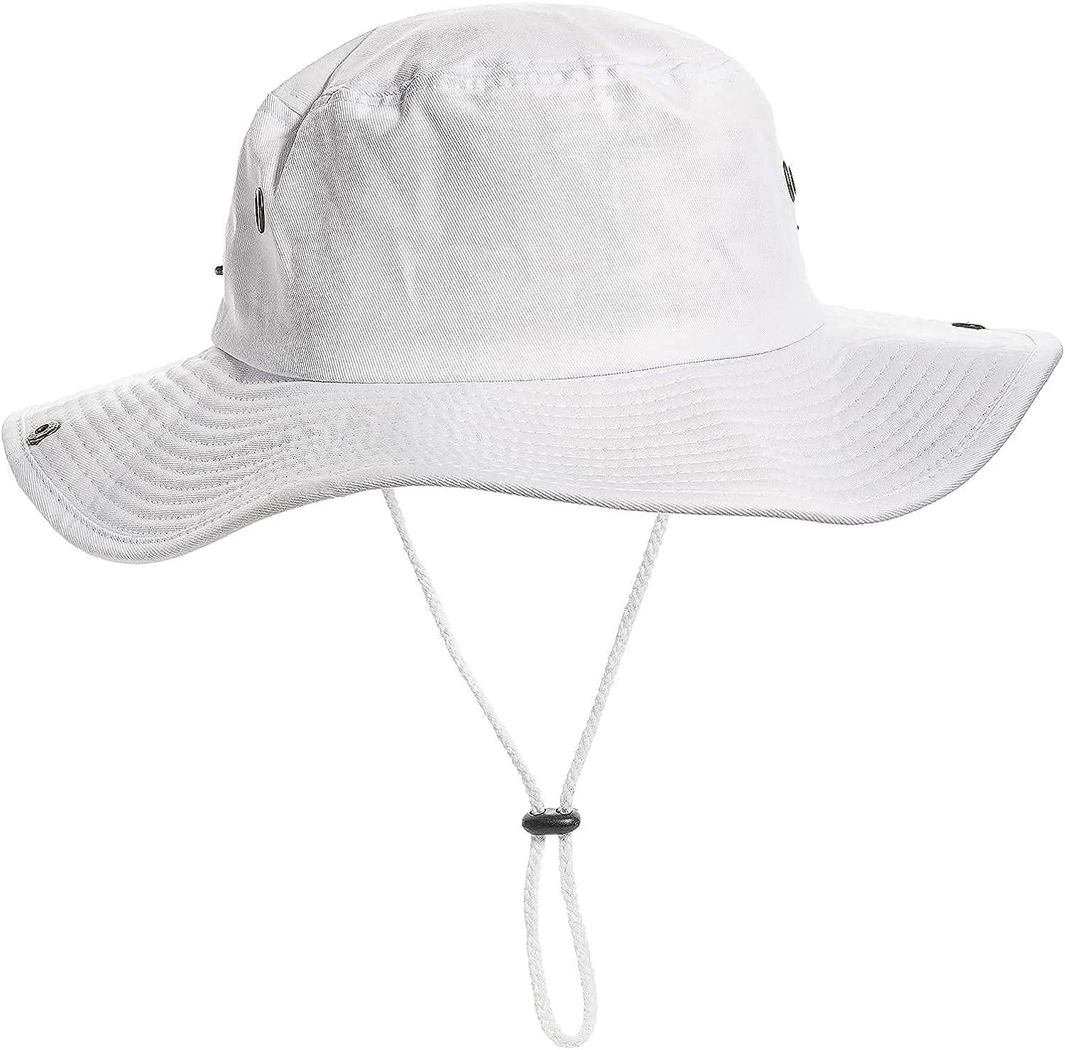Men's UV Protection Wide Brim Sun Hat XL - White Bucket