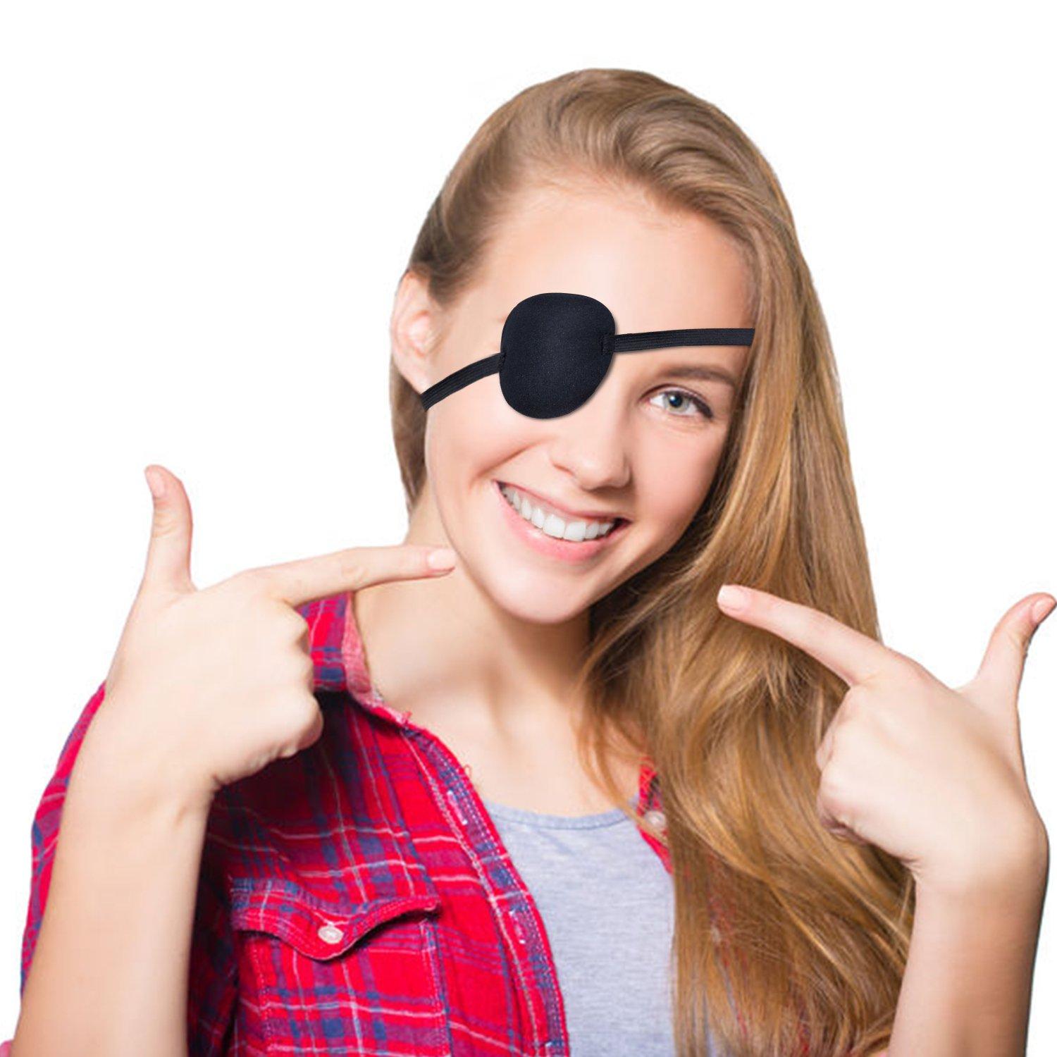 Favourde 8 Pack Adjustable Black Eye Patch for Adults and Kids