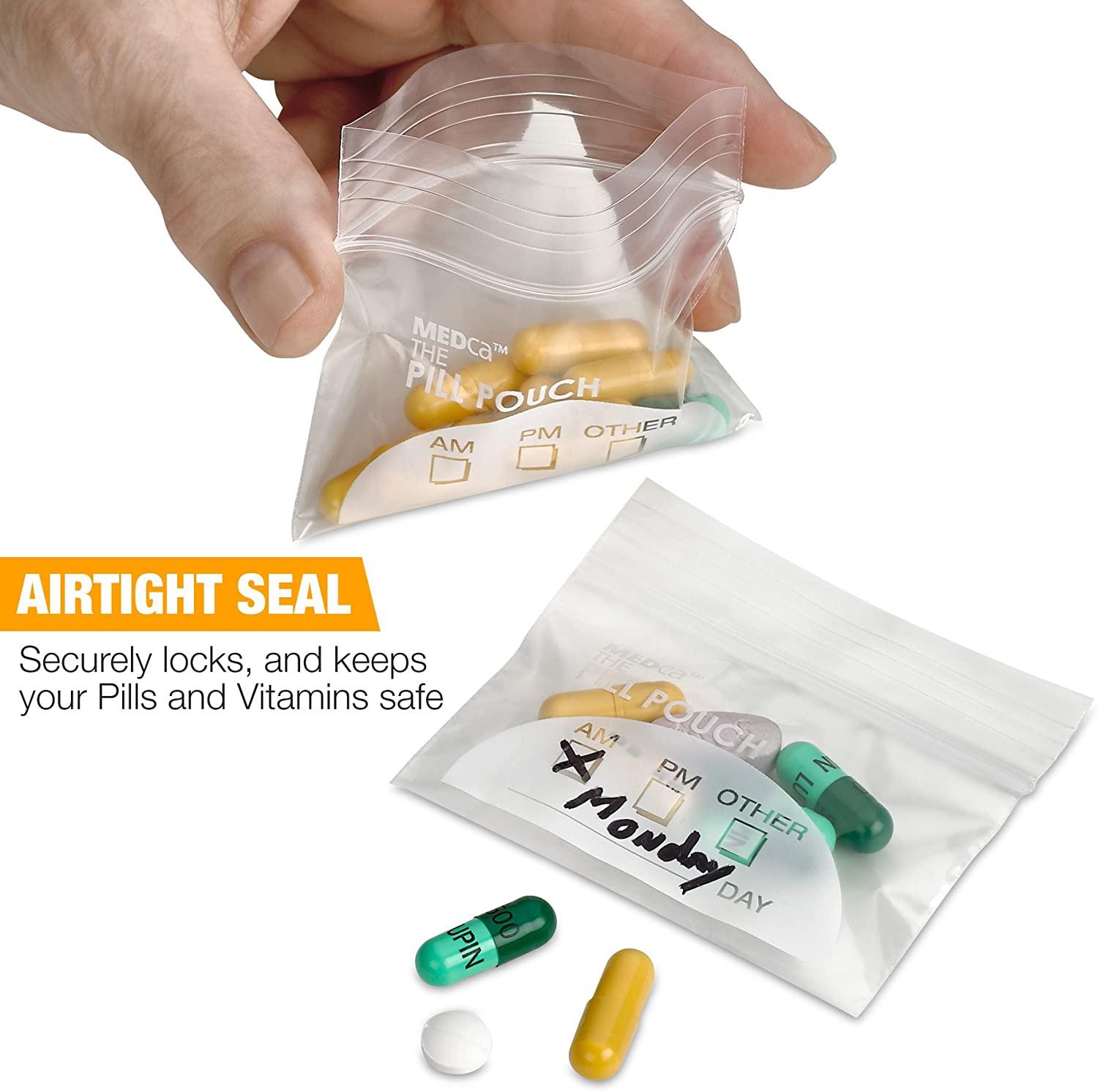 Pill Pouch Bags (Pack of 100) Disposable Travel Pill Baggies w