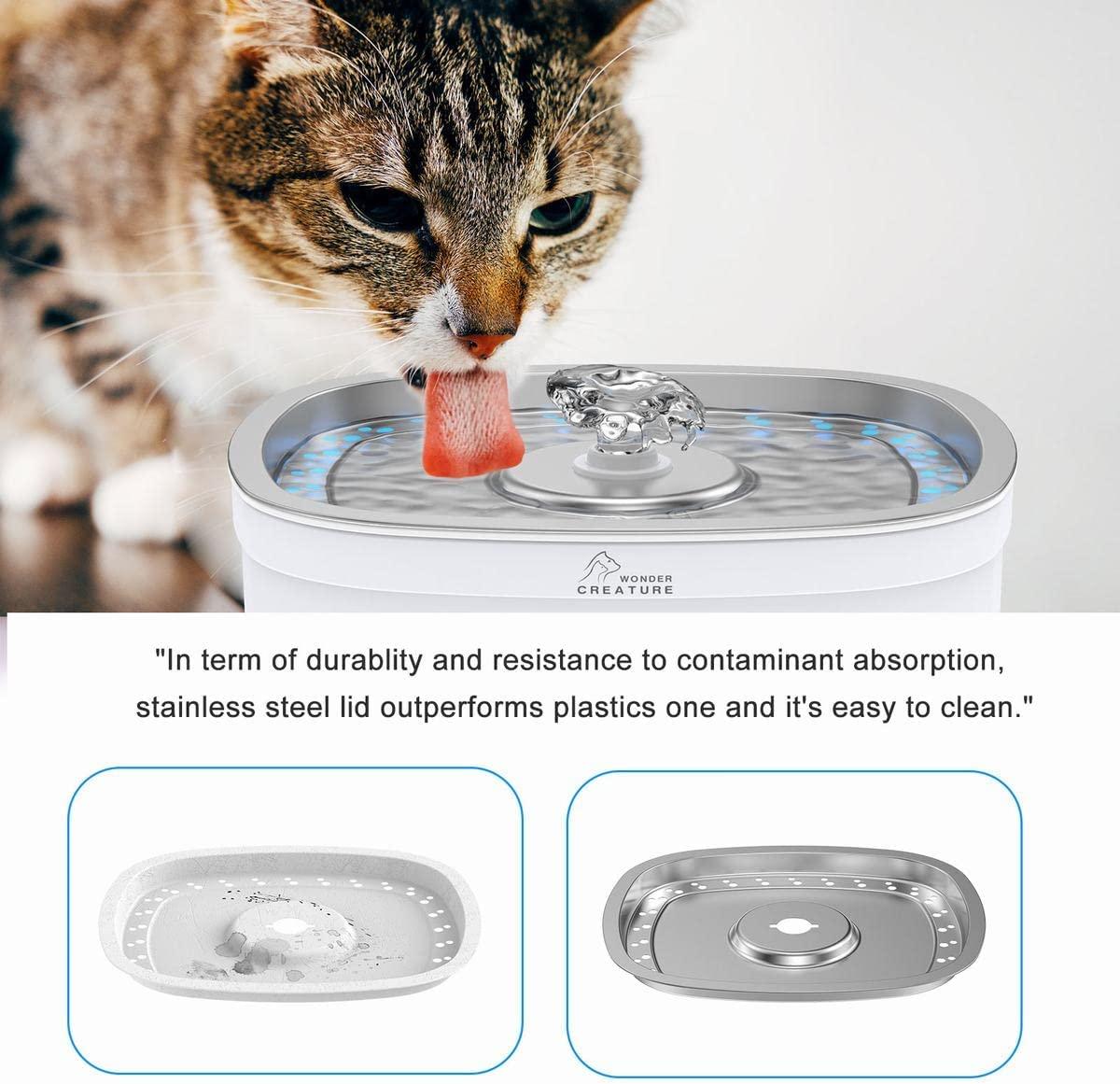 Cat Water Fountain Stainless Steel, 84oz/2.5L Automatic Pet Water